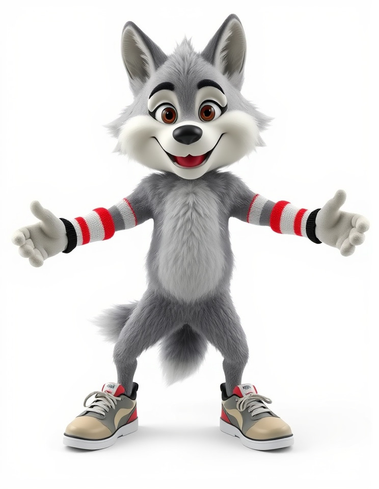 Cheerful Fluffy Wolf Character Model  Rigged and Animated Low-poly 3D model_3