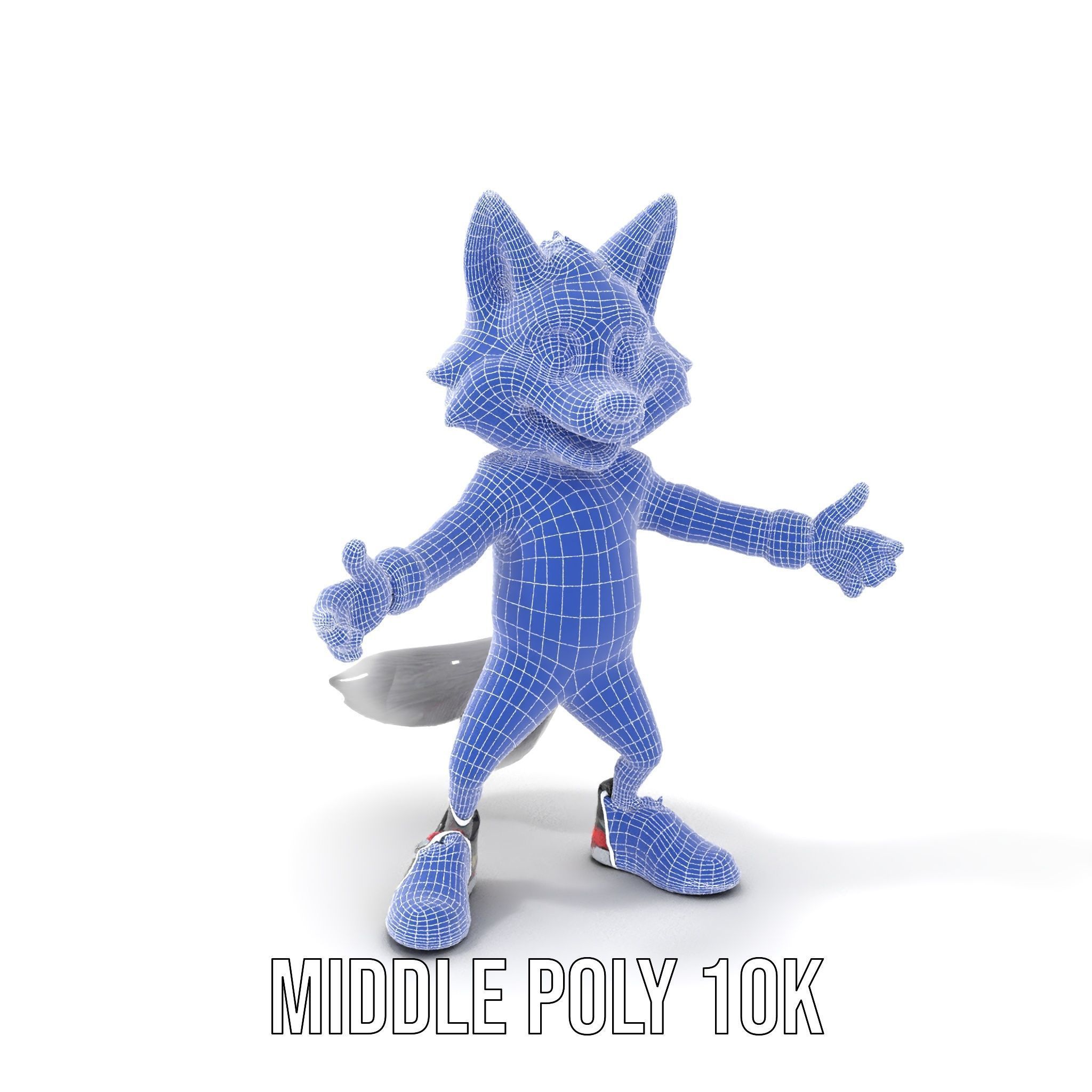 Cheerful Fluffy Wolf Character Model  Rigged and Animated Low-poly 3D model_25