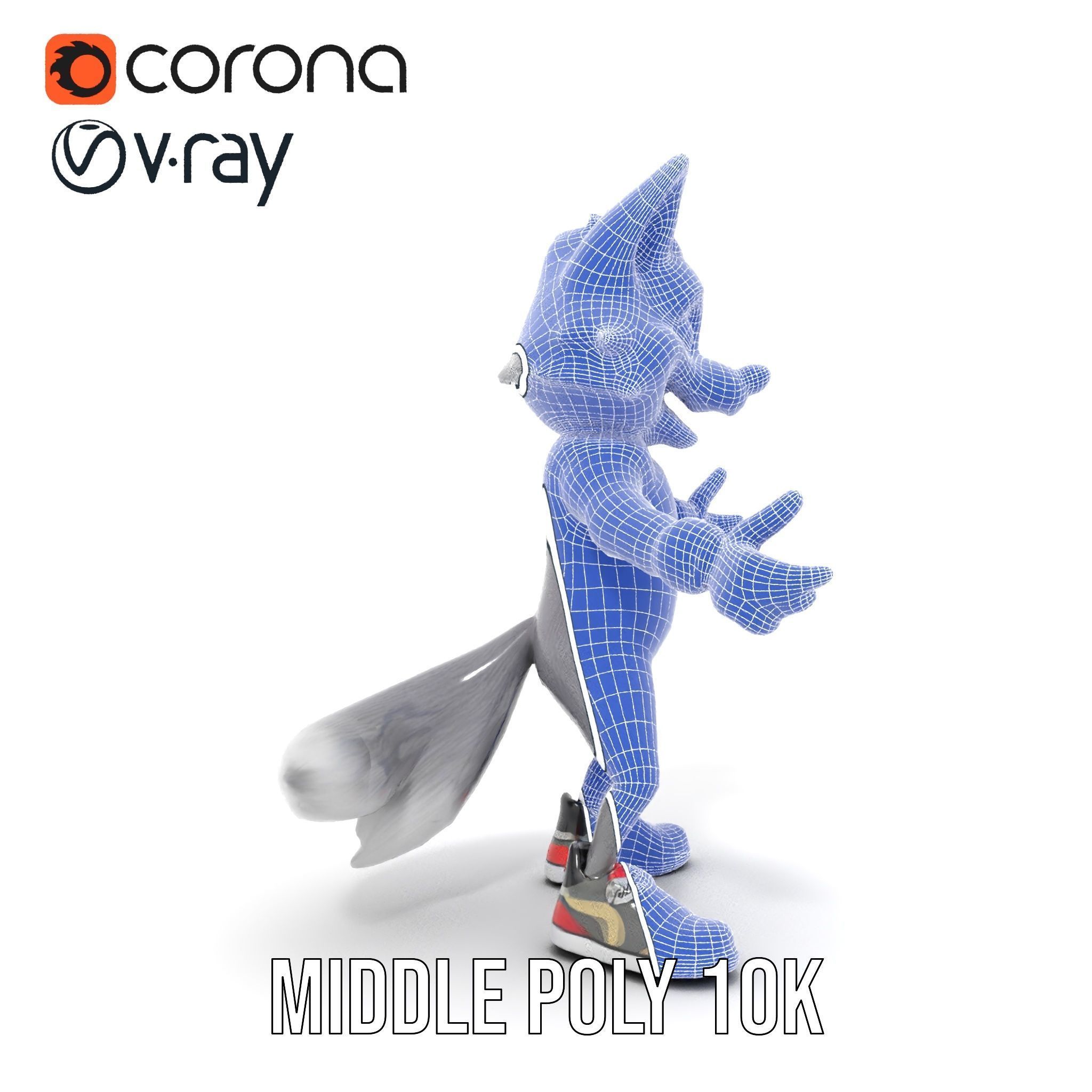 Cheerful Fluffy Wolf Character Model  Rigged and Animated Low-poly 3D model_28