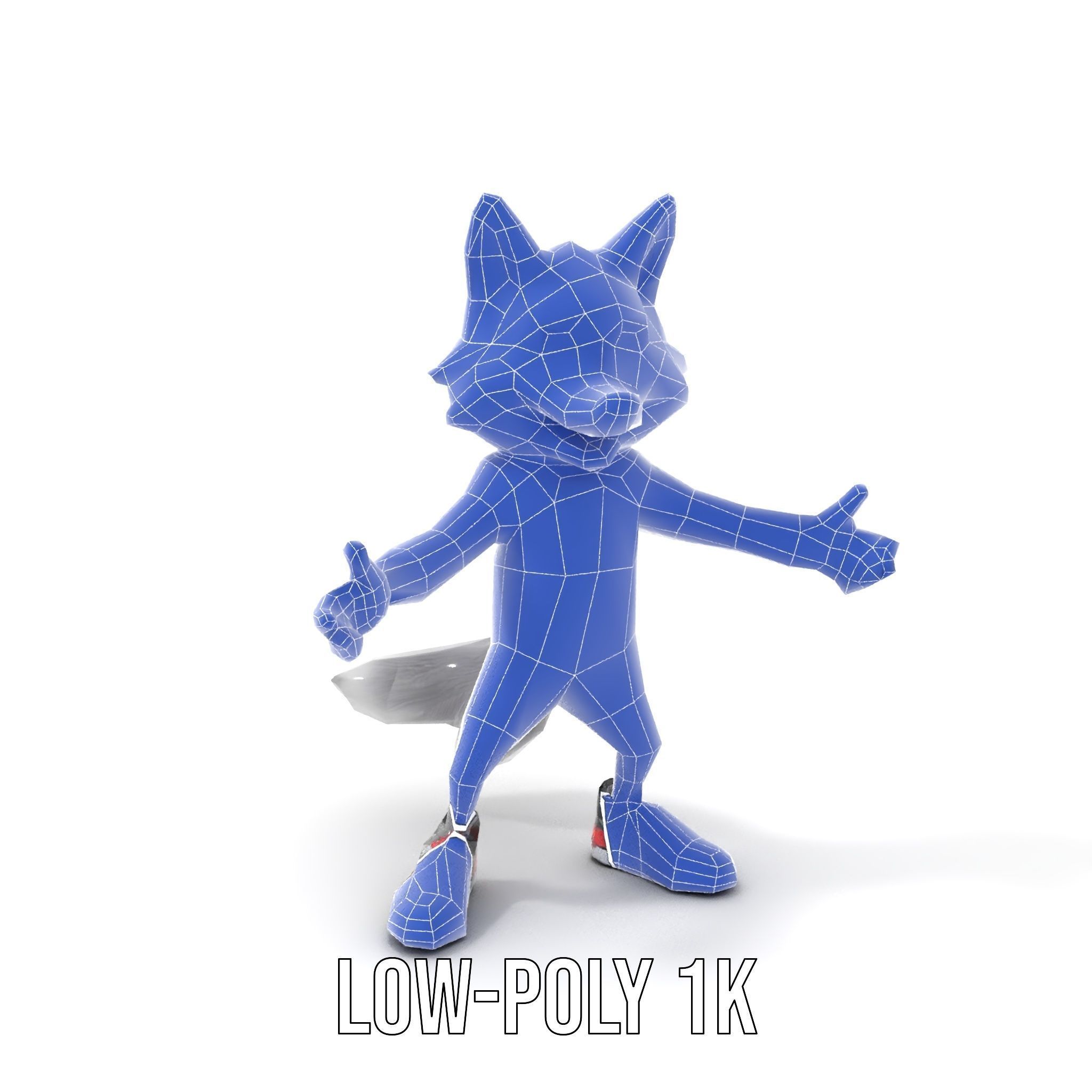 Cheerful Fluffy Wolf Character Model  Rigged and Animated Low-poly 3D model_26