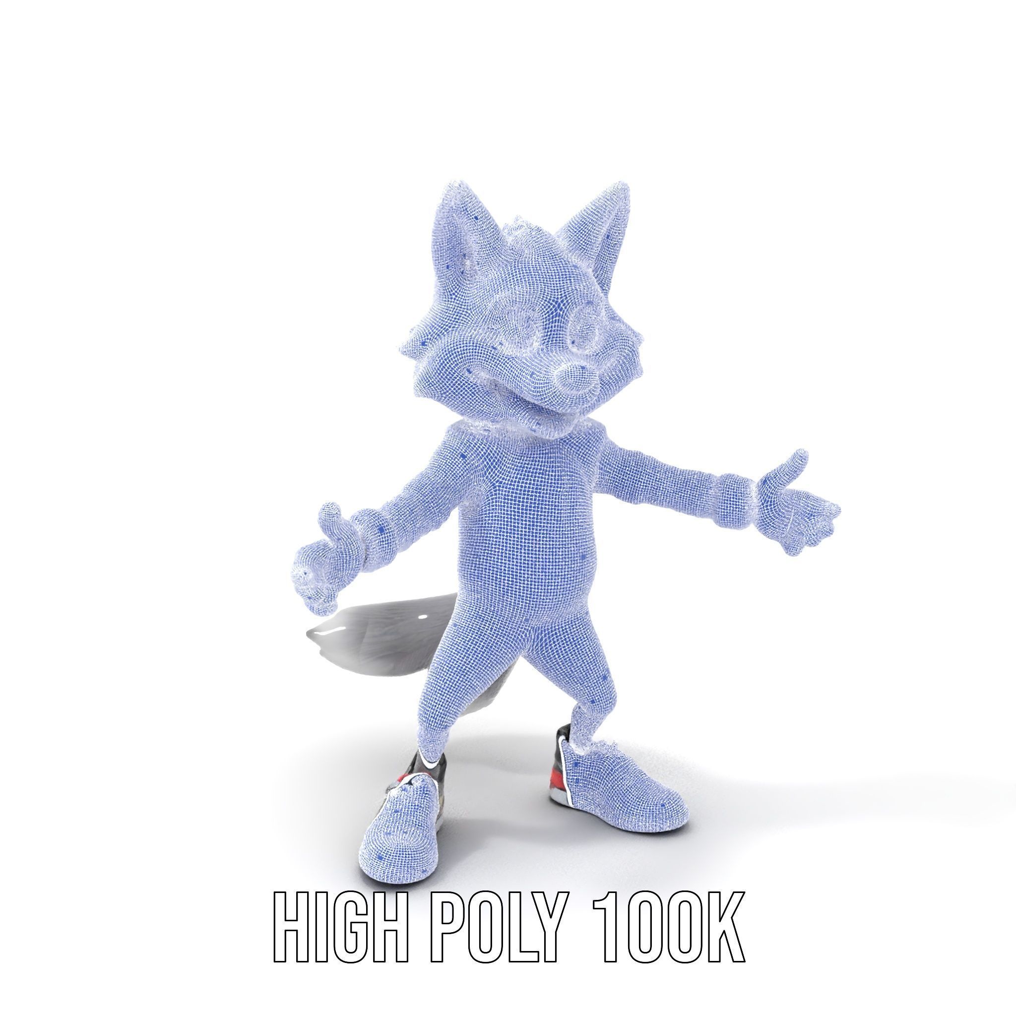 Cheerful Fluffy Wolf Character Model  Rigged and Animated Low-poly 3D model_5