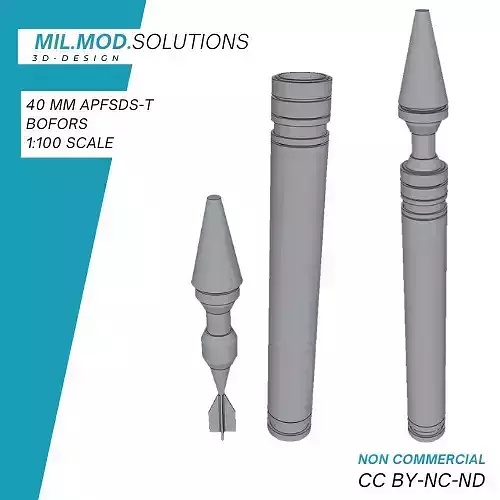 40 mm APFSDS-T Ammunition Bofors Foersvarsmakten NATO 3D print model