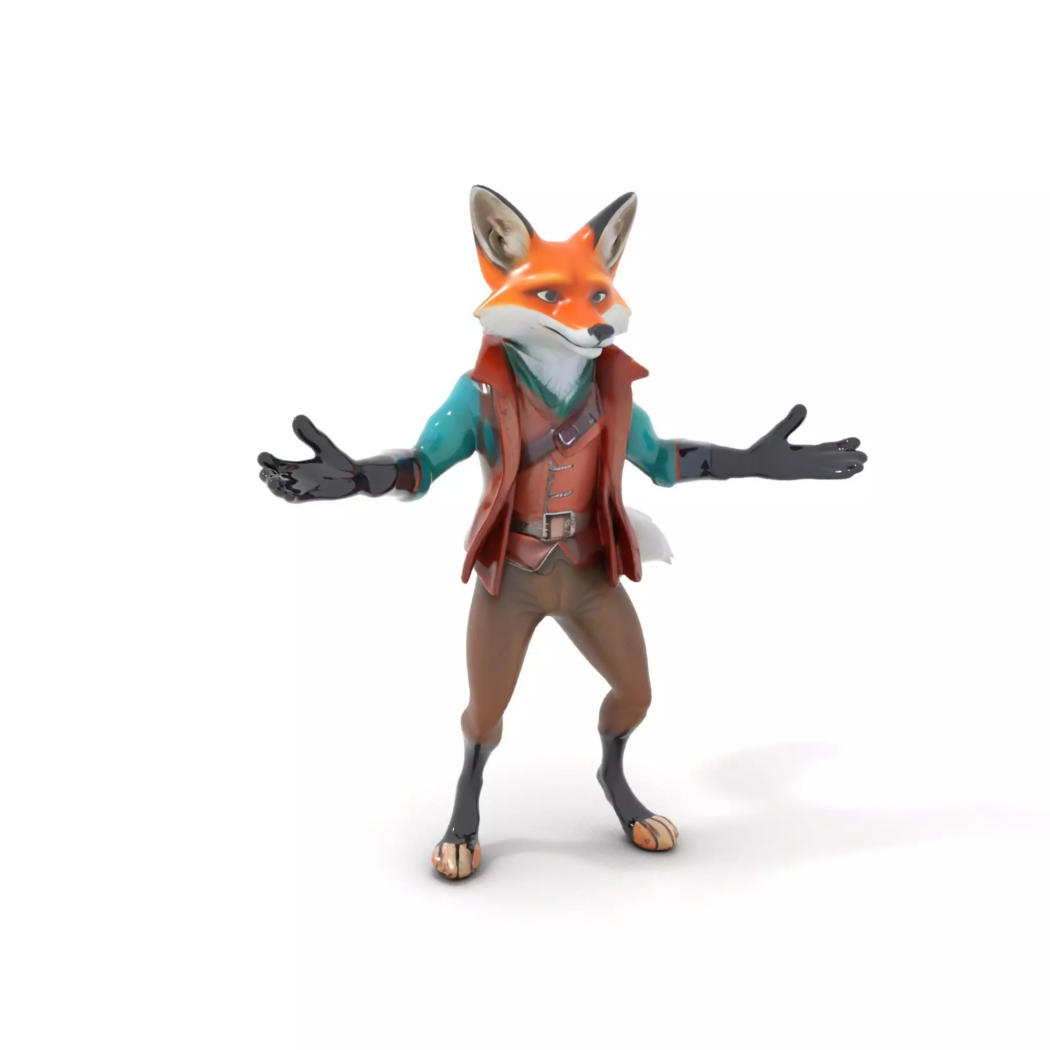 Anthropomorphic Fox Character Rigged and Animated with PBR Te... Low-poly 3D model_0