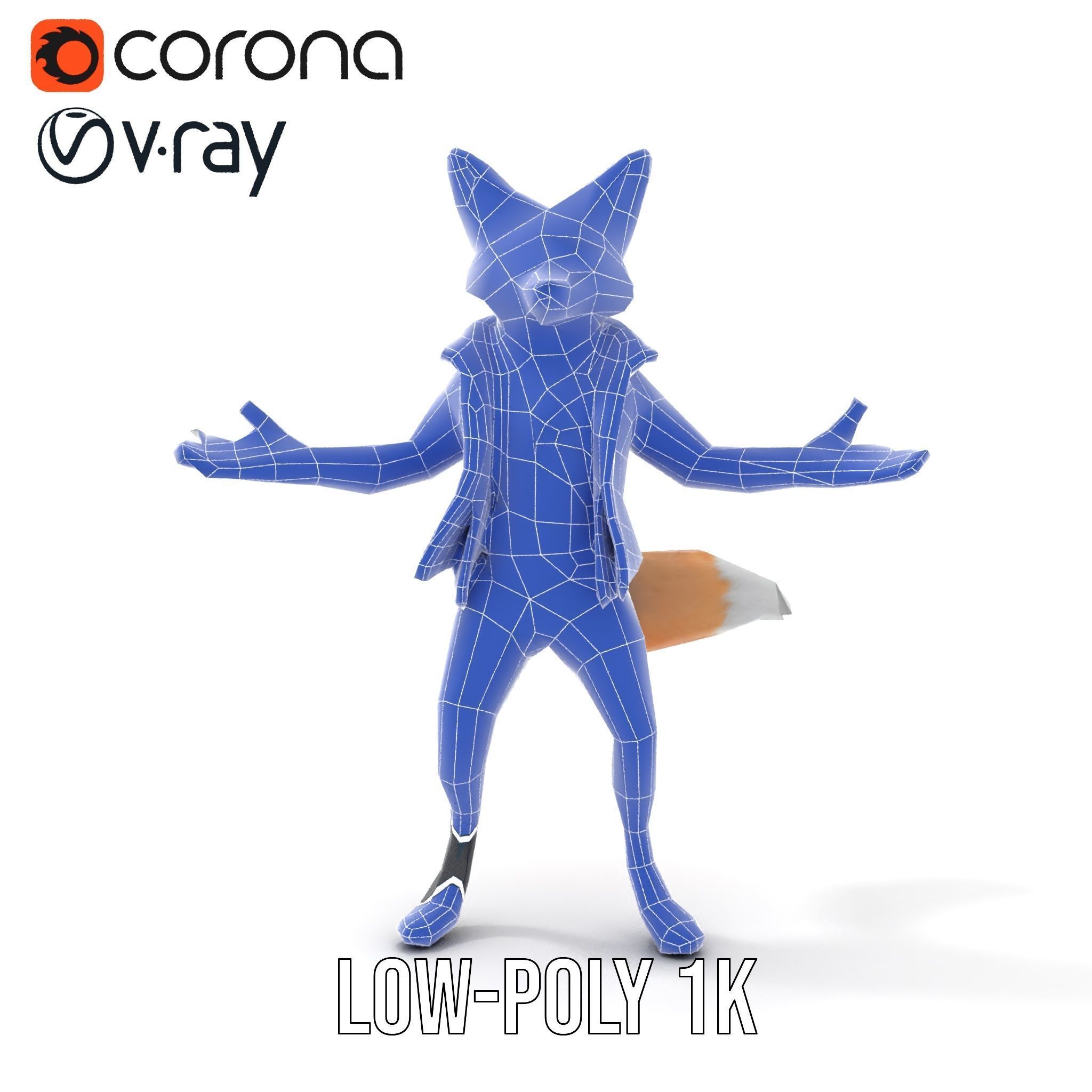 Anthropomorphic Fox Character Rigged and Animated with PBR Te... Low-poly 3D model_9