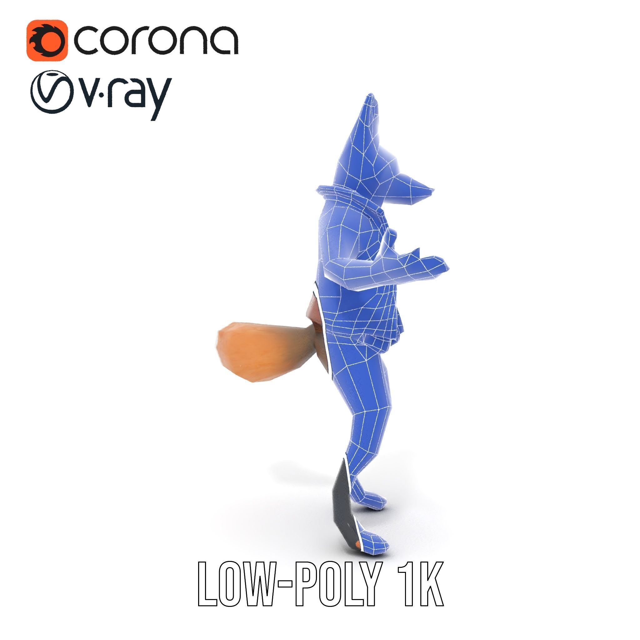 Anthropomorphic Fox Character Rigged and Animated with PBR Te... Low-poly 3D model_28