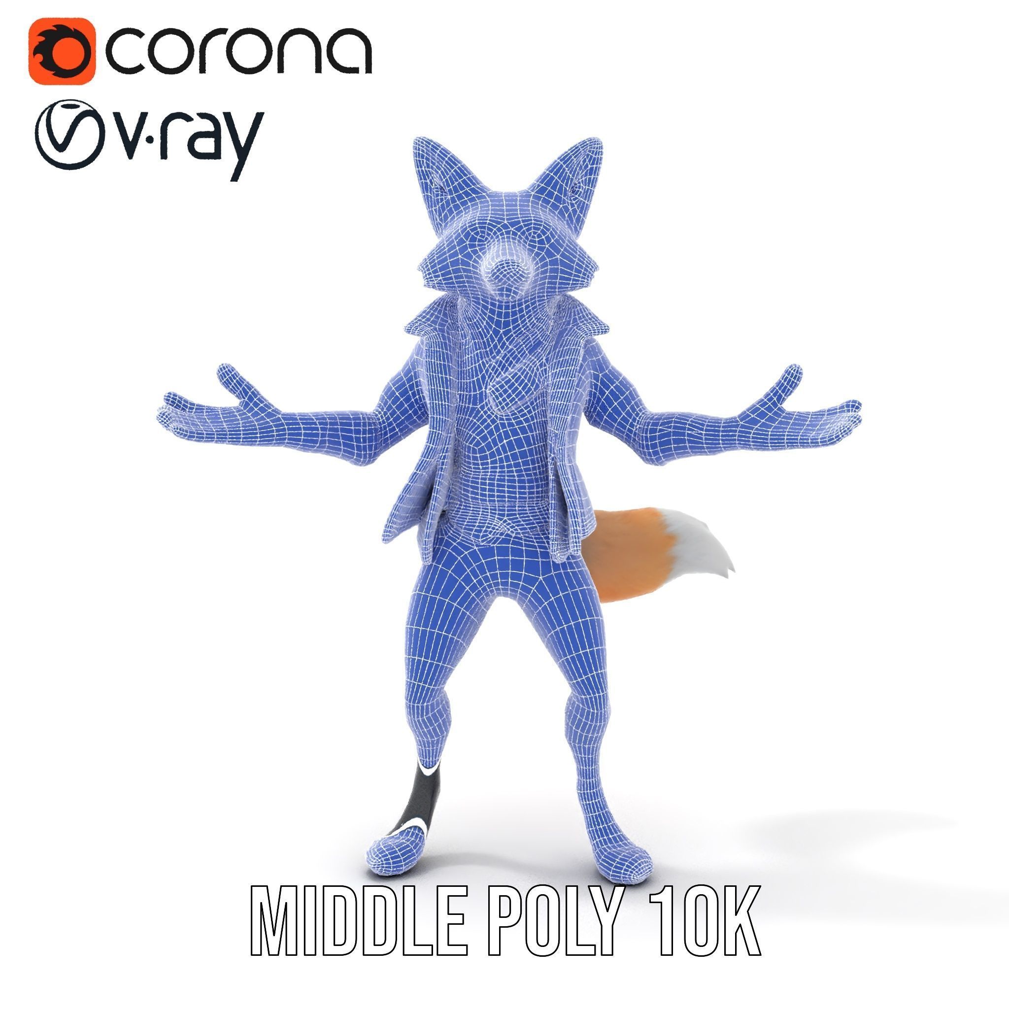 Anthropomorphic Fox Character Rigged and Animated with PBR Te... Low-poly 3D model_30