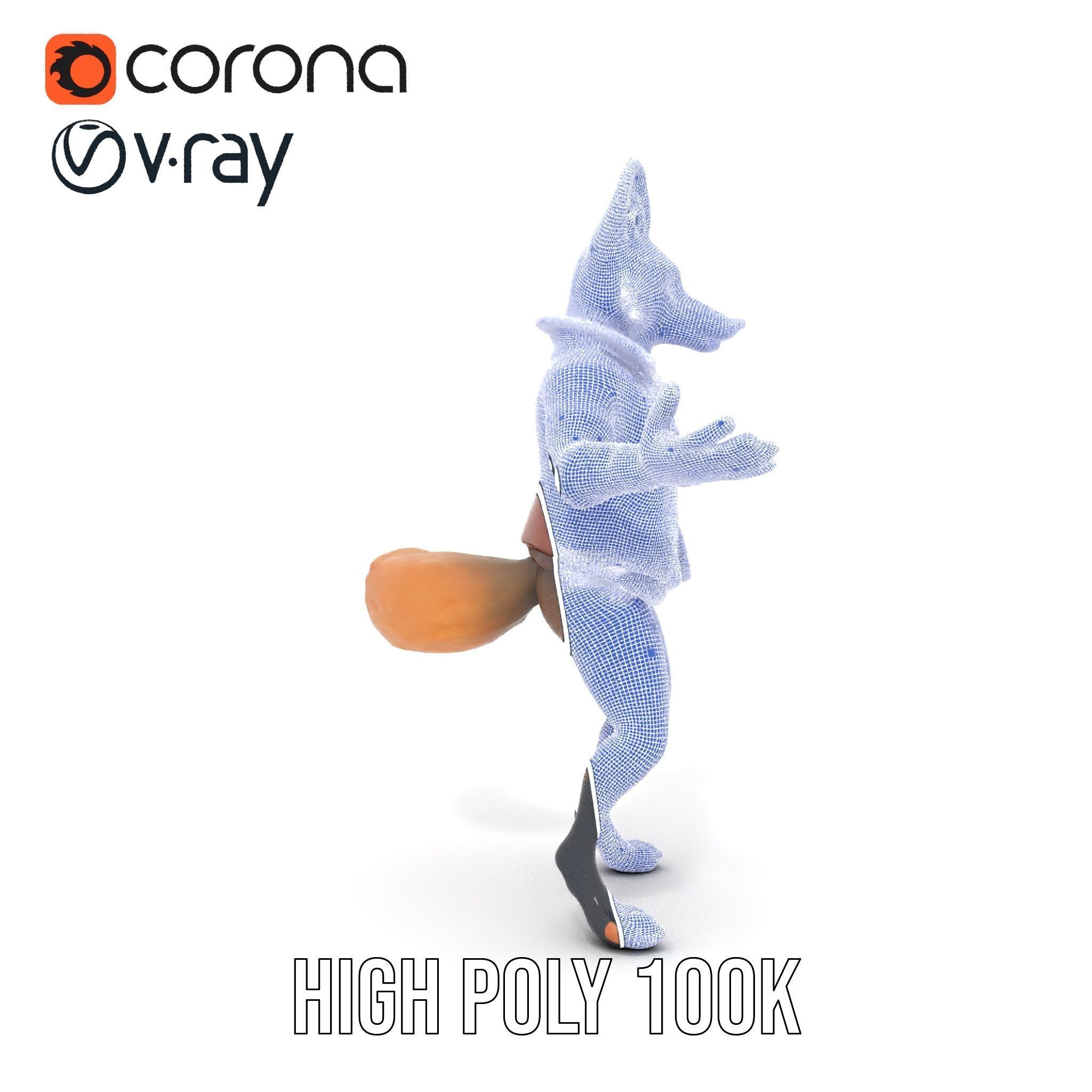 Anthropomorphic Fox Character Rigged and Animated with PBR Te... Low-poly 3D model_37