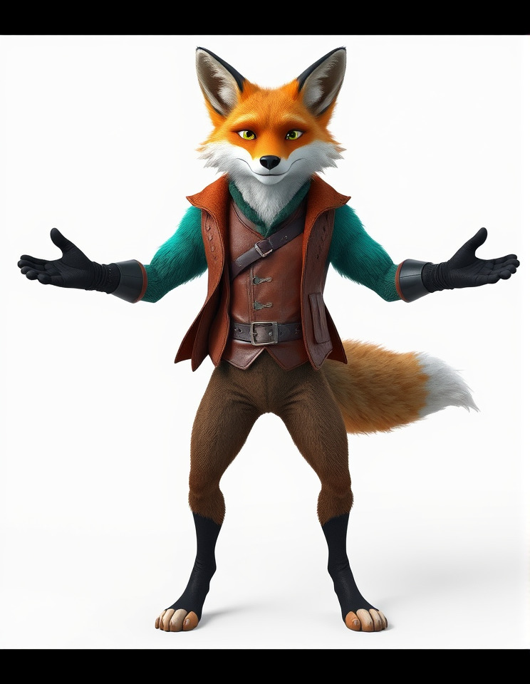 Anthropomorphic Fox Character Rigged and Animated with PBR Te... Low-poly 3D model_3
