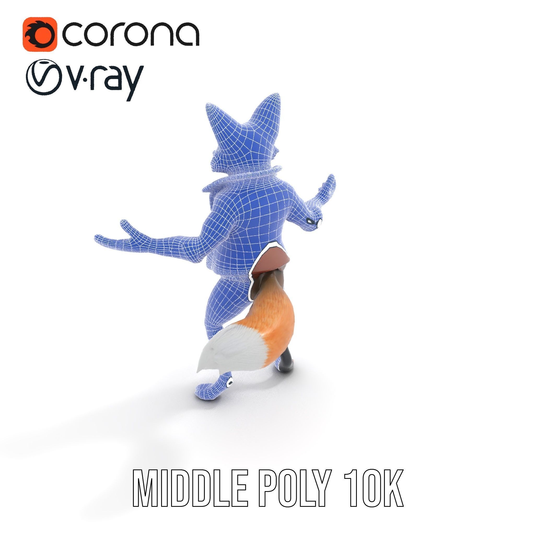 Anthropomorphic Fox Character Rigged and Animated with PBR Te... Low-poly 3D model_24