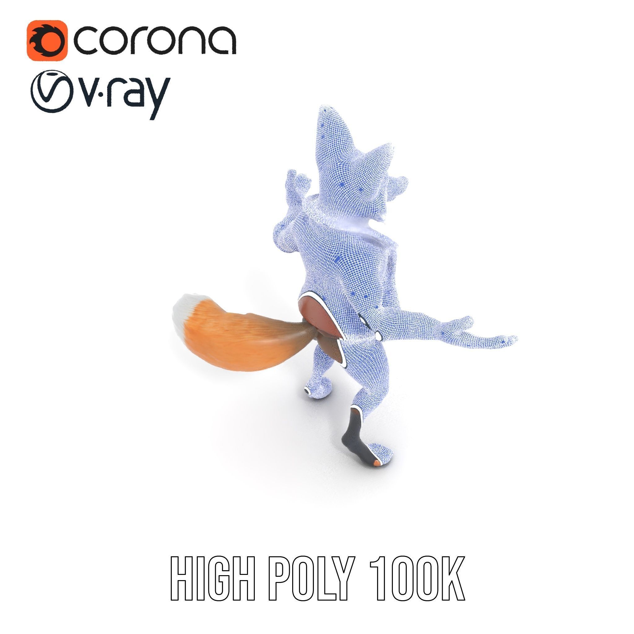 Anthropomorphic Fox Character Rigged and Animated with PBR Te... Low-poly 3D model_34