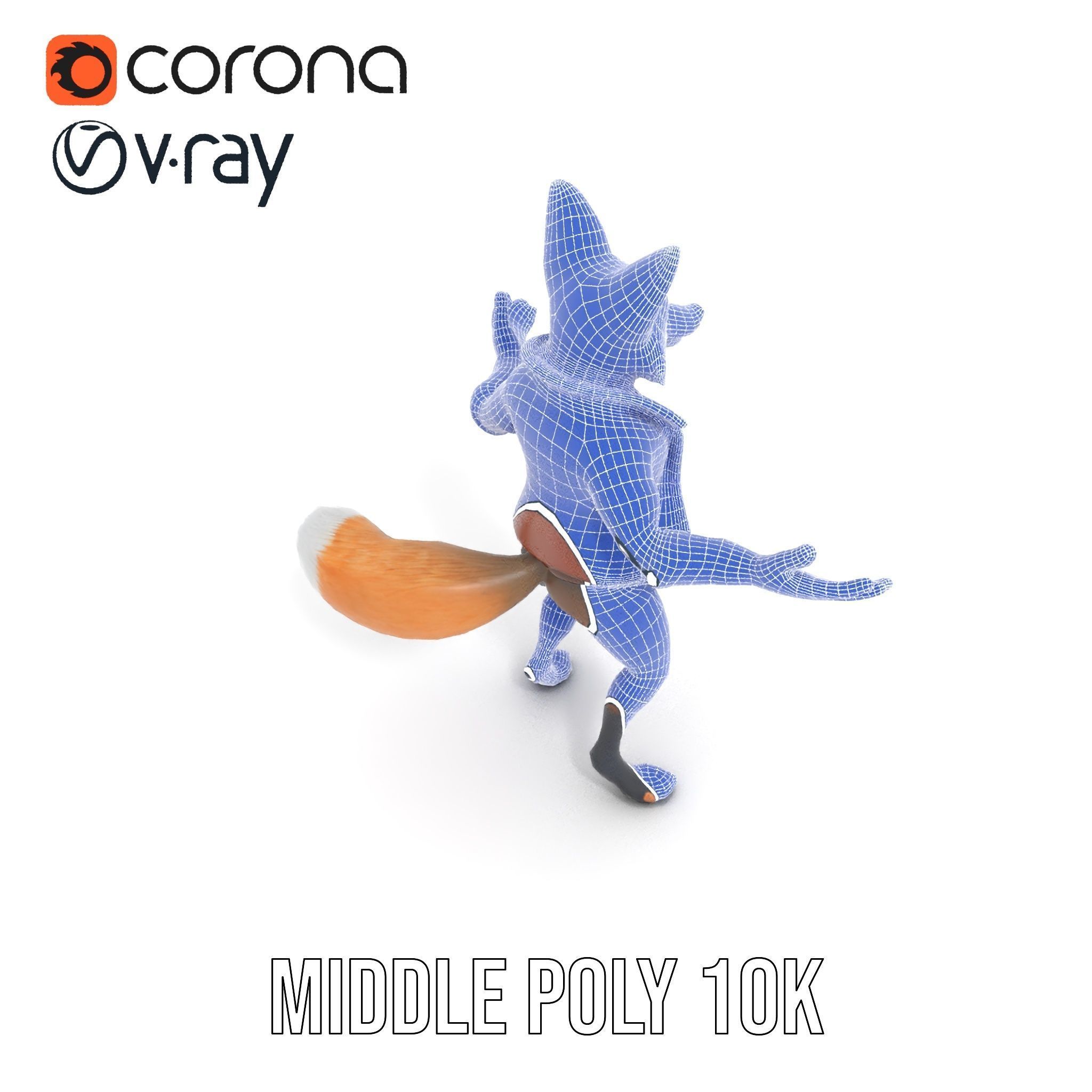 Anthropomorphic Fox Character Rigged and Animated with PBR Te... Low-poly 3D model_35