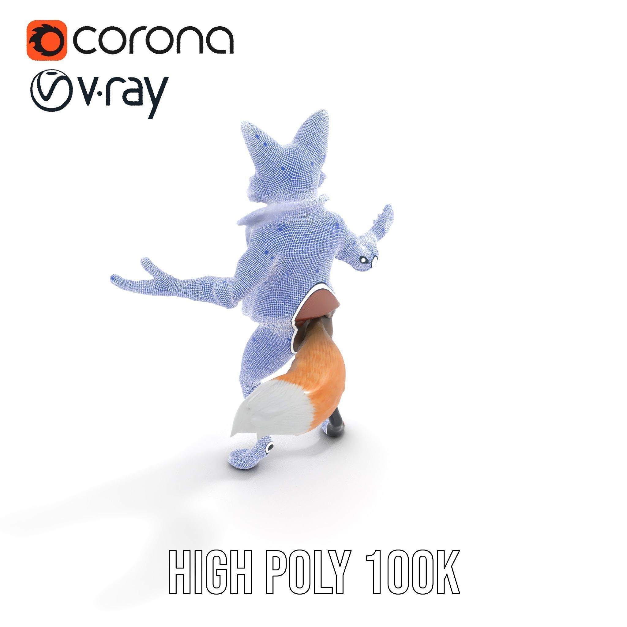 Anthropomorphic Fox Character Rigged and Animated with PBR Te... Low-poly 3D model_36
