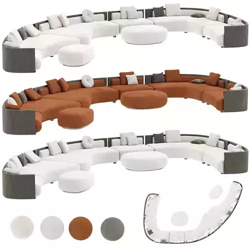 Bezier Cord Sofa by Minotti set 2 3D model