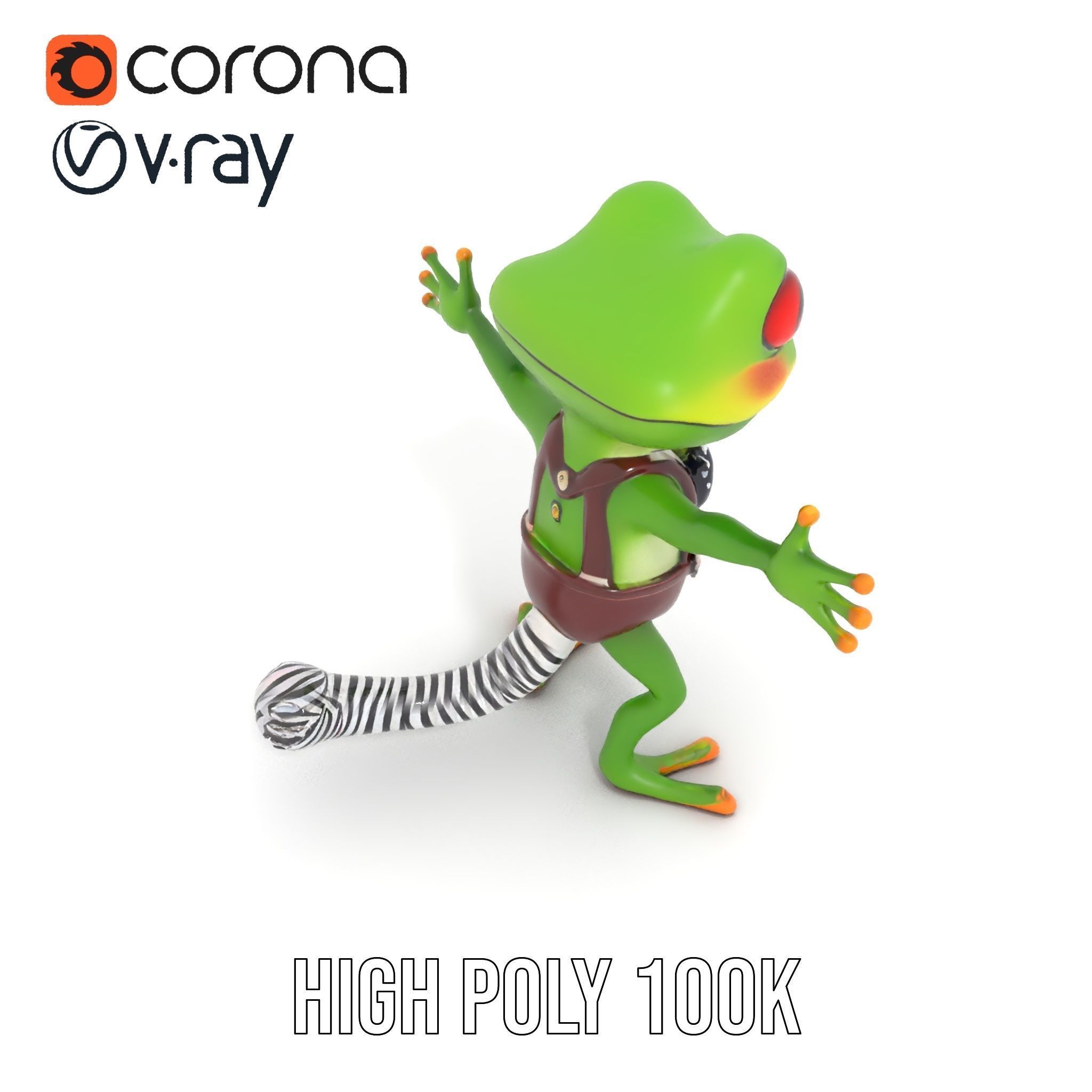 Charming Gecko in Polka Dot Bowtie Rigged and Animated Model Low-poly 3D model_21