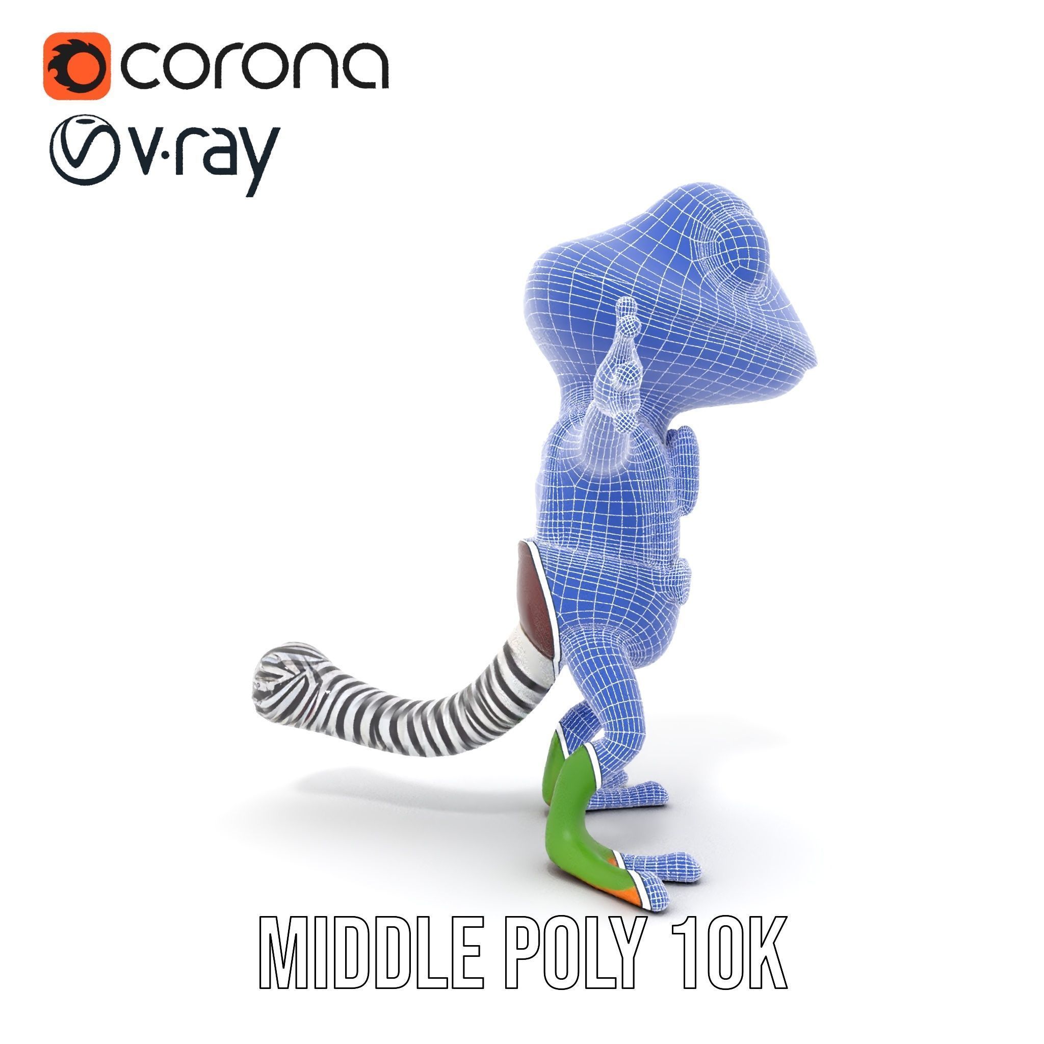 Charming Gecko in Polka Dot Bowtie Rigged and Animated Model Low-poly 3D model_33