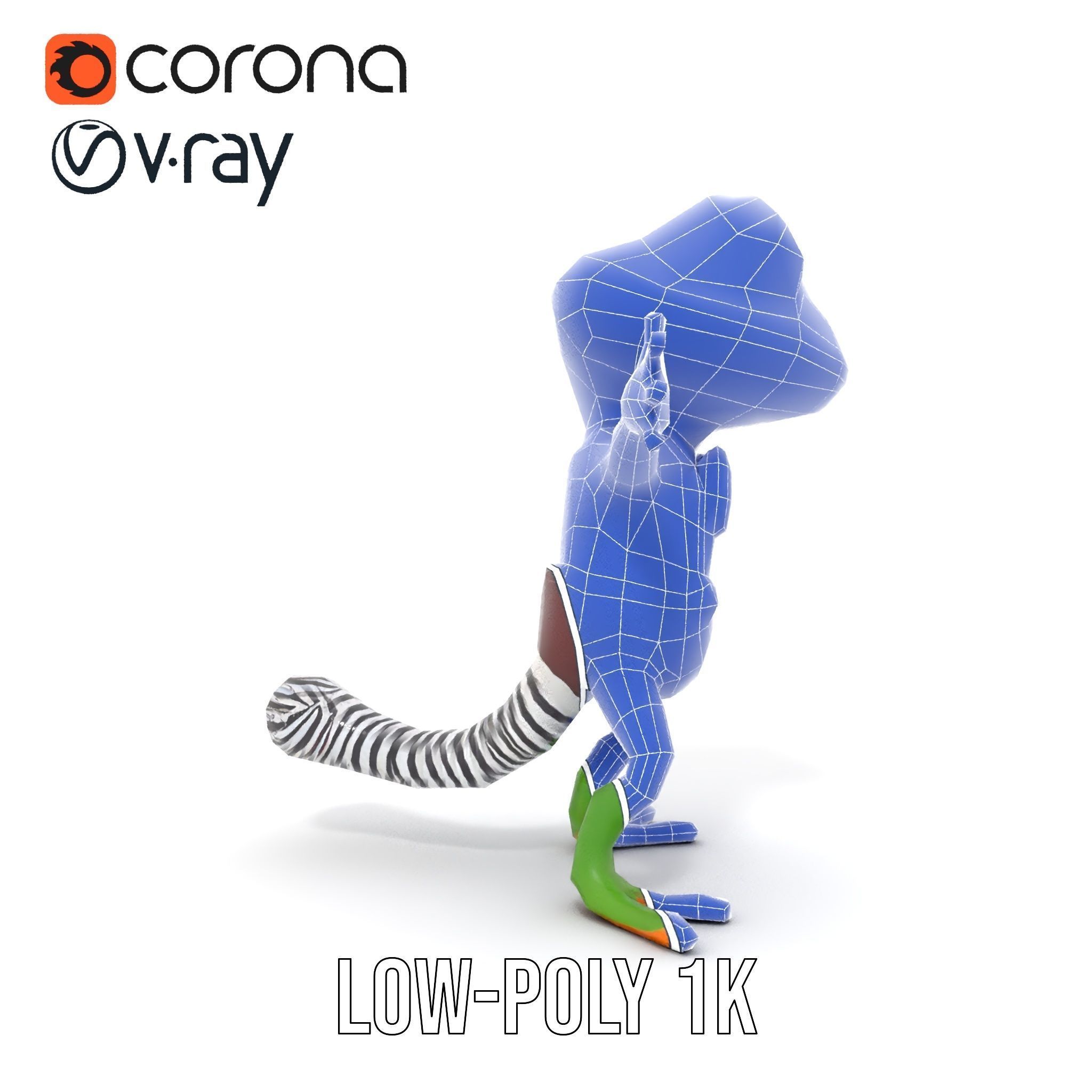 Charming Gecko in Polka Dot Bowtie Rigged and Animated Model Low-poly 3D model_23