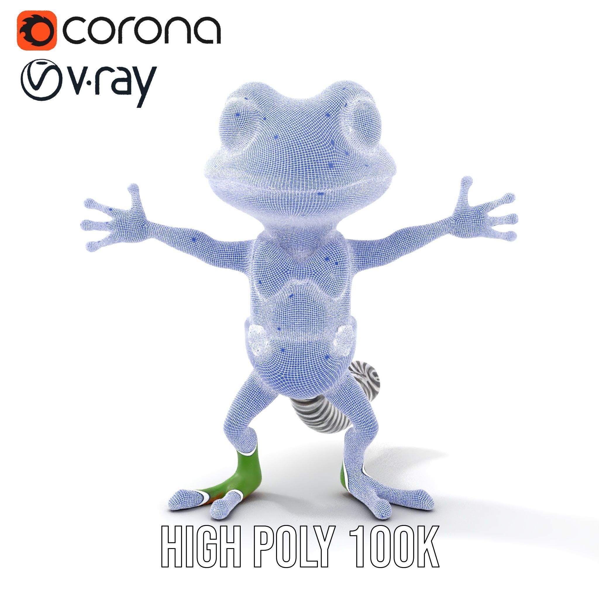 Charming Gecko in Polka Dot Bowtie Rigged and Animated Model Low-poly 3D model_36