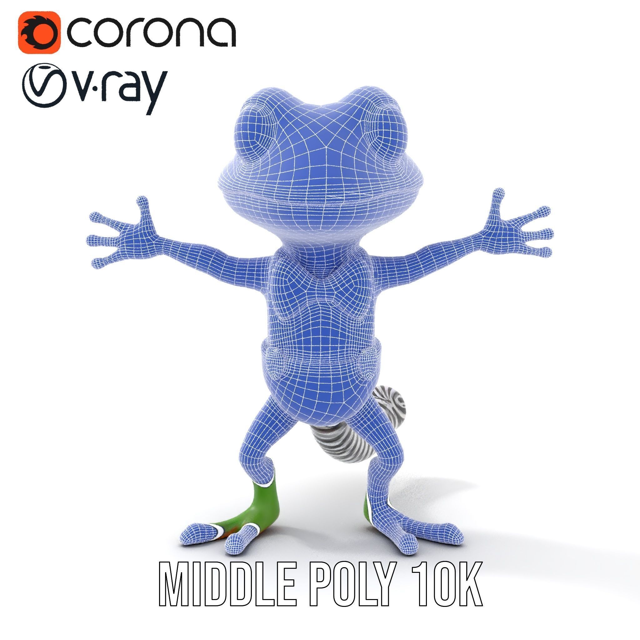 Charming Gecko in Polka Dot Bowtie Rigged and Animated Model Low-poly 3D model_35