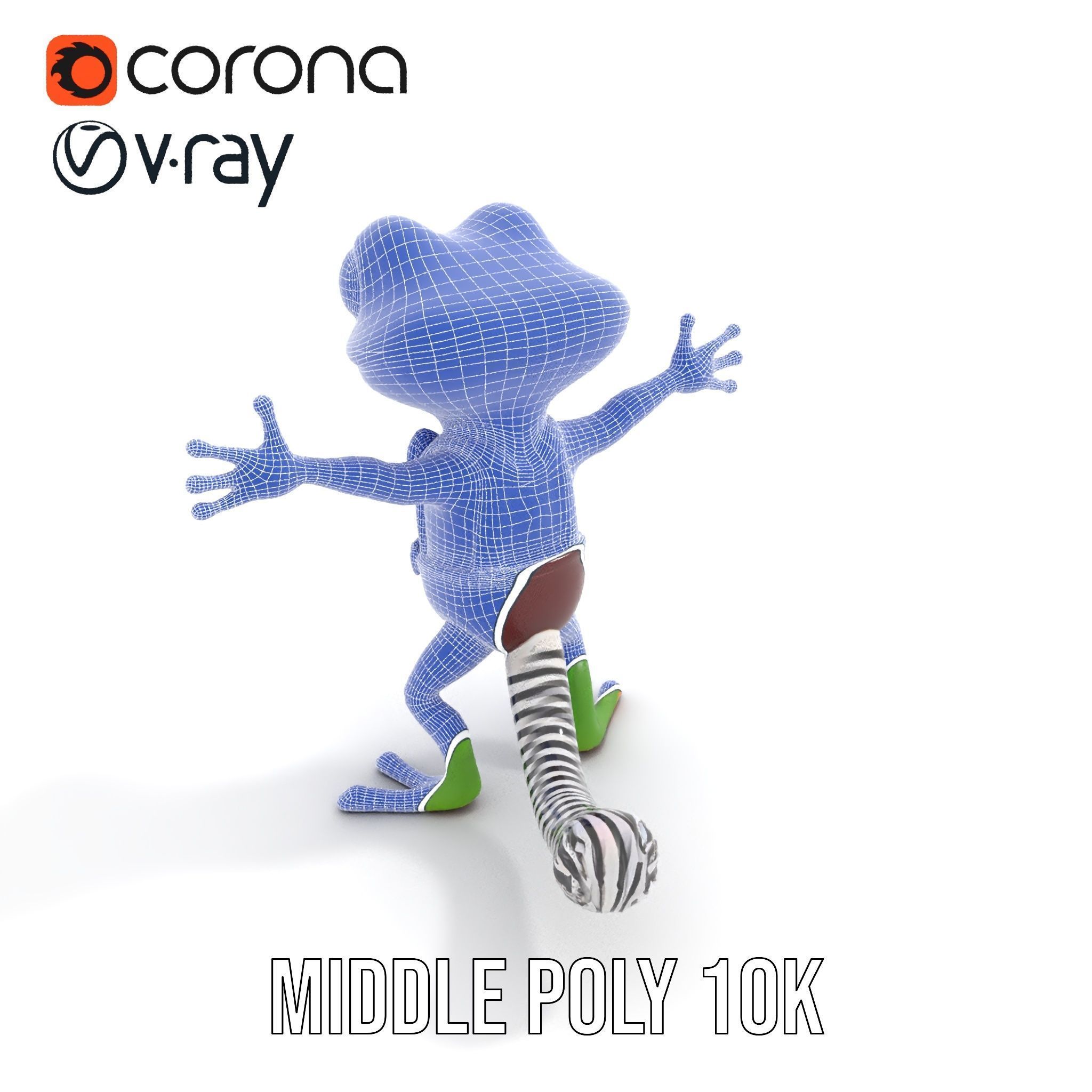 Charming Gecko in Polka Dot Bowtie Rigged and Animated Model Low-poly 3D model_16