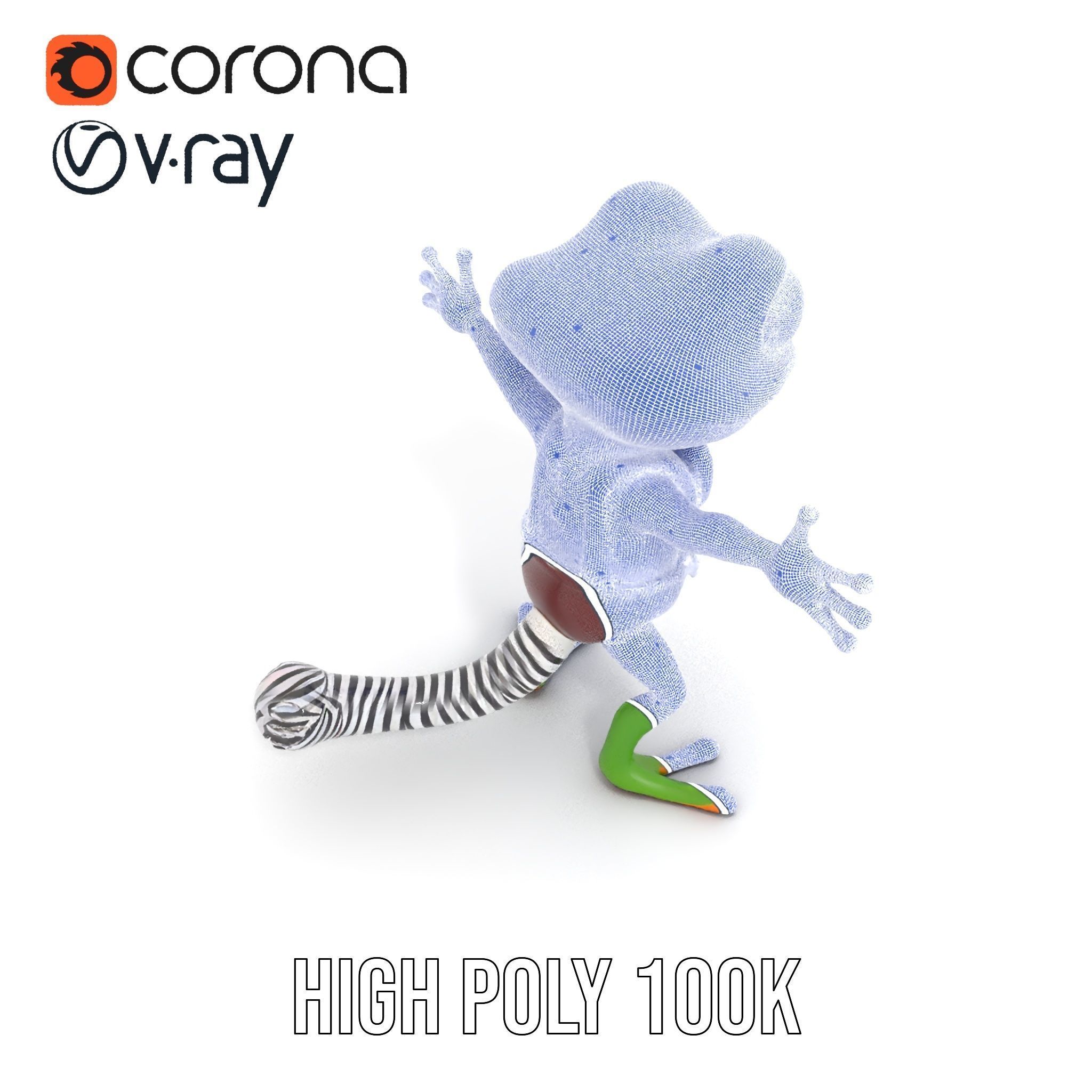 Charming Gecko in Polka Dot Bowtie Rigged and Animated Model Low-poly 3D model_37