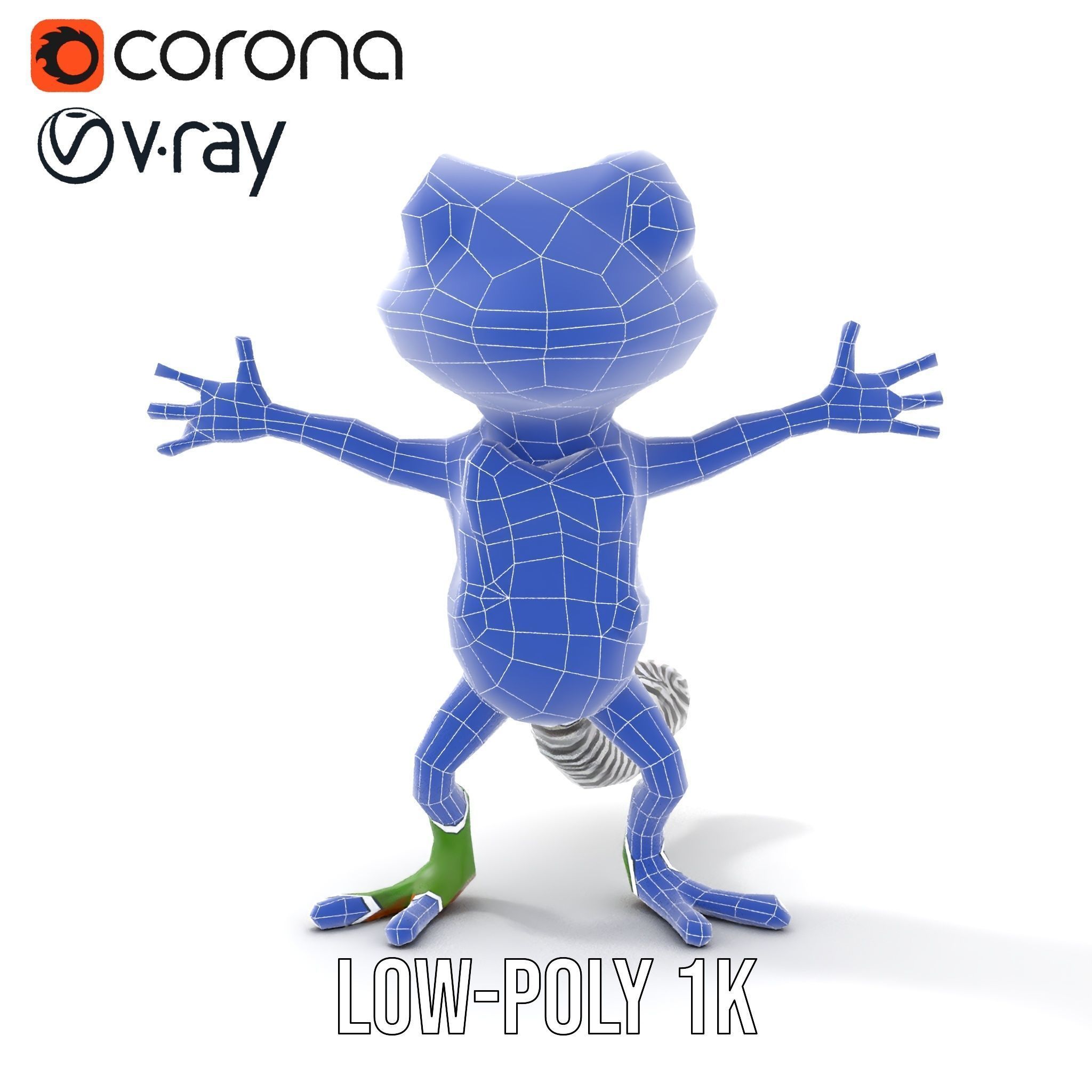 Charming Gecko in Polka Dot Bowtie Rigged and Animated Model Low-poly 3D model_26