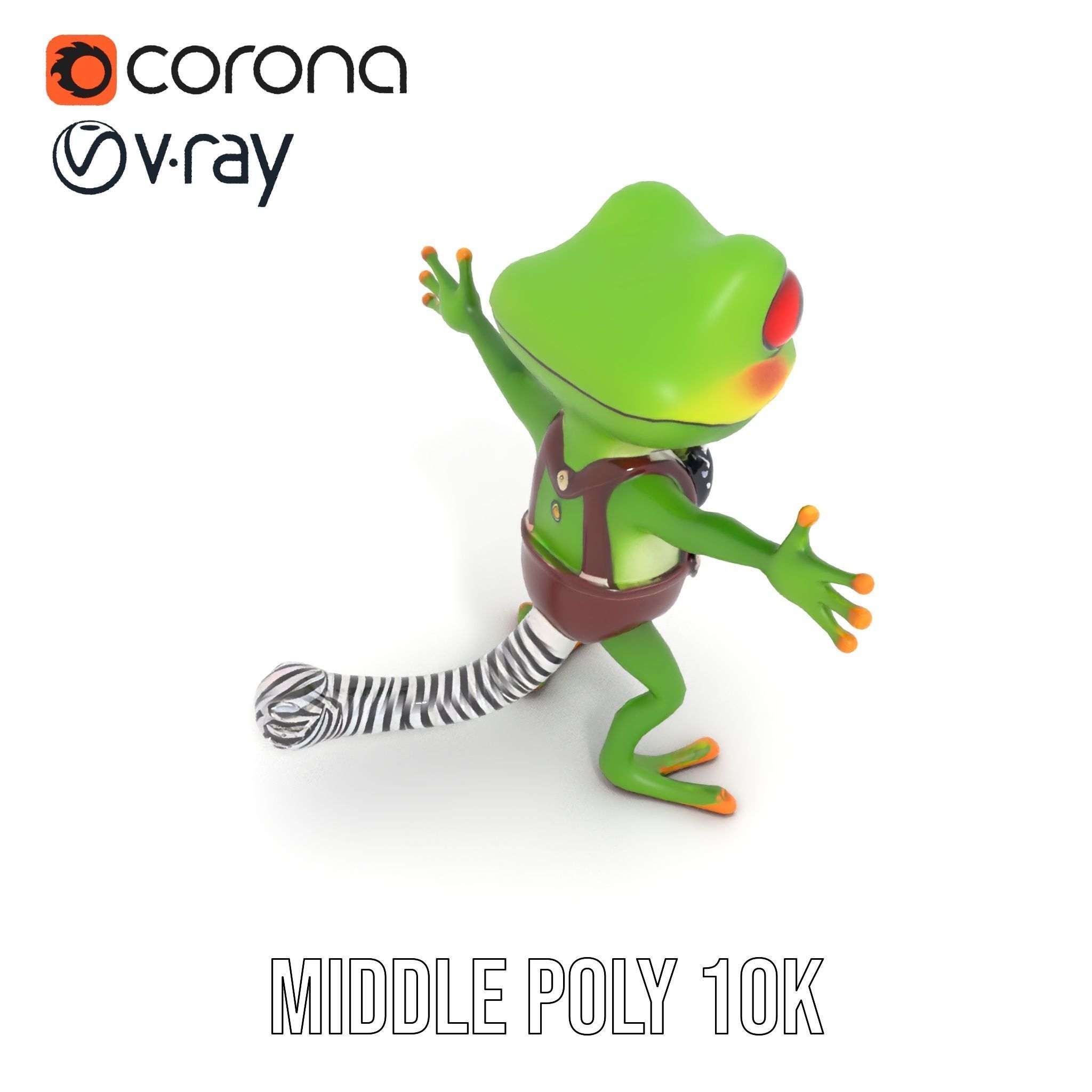 Charming Gecko in Polka Dot Bowtie Rigged and Animated Model Low-poly 3D model_31