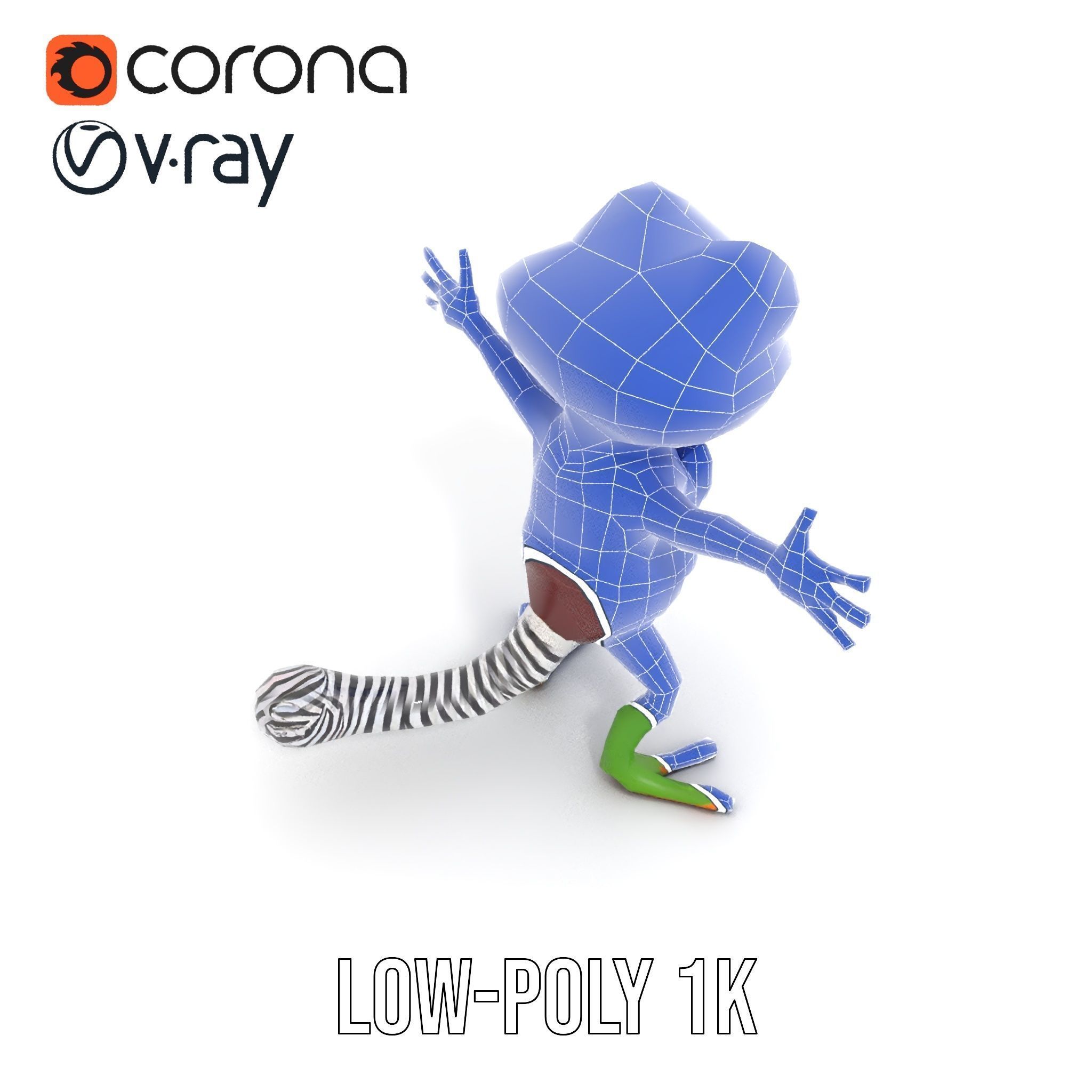 Charming Gecko in Polka Dot Bowtie Rigged and Animated Model Low-poly 3D model_9