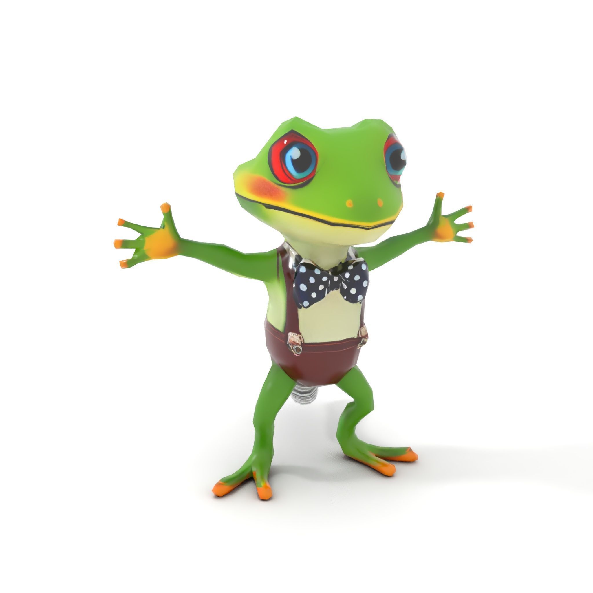 Charming Gecko in Polka Dot Bowtie Rigged and Animated Model Low-poly 3D model_32