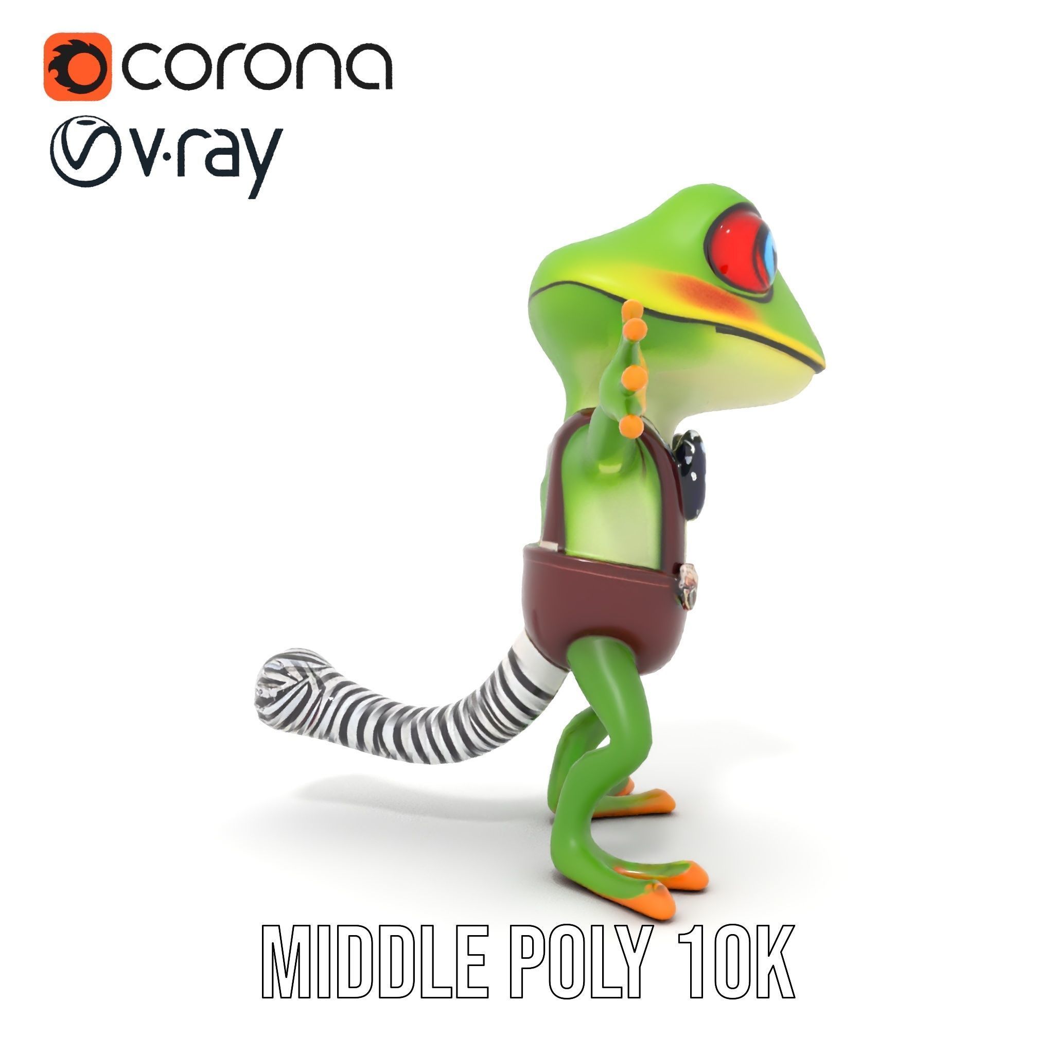 Charming Gecko in Polka Dot Bowtie Rigged and Animated Model Low-poly 3D model_19