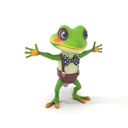 Charming Gecko in Polka Dot Bowtie Rigged and Animated Model Low-poly 3D model