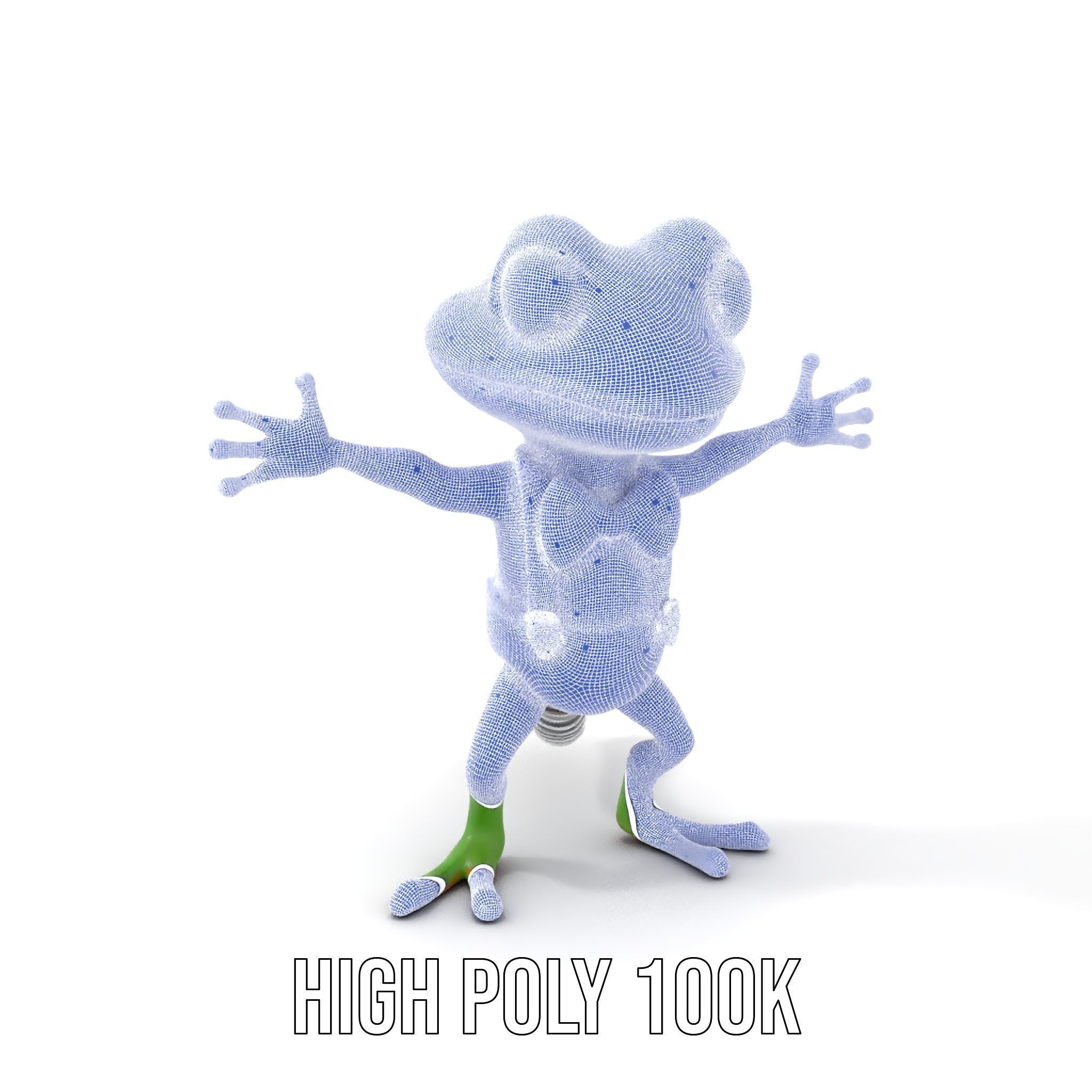 Charming Gecko in Polka Dot Bowtie Rigged and Animated Model Low-poly 3D model_5