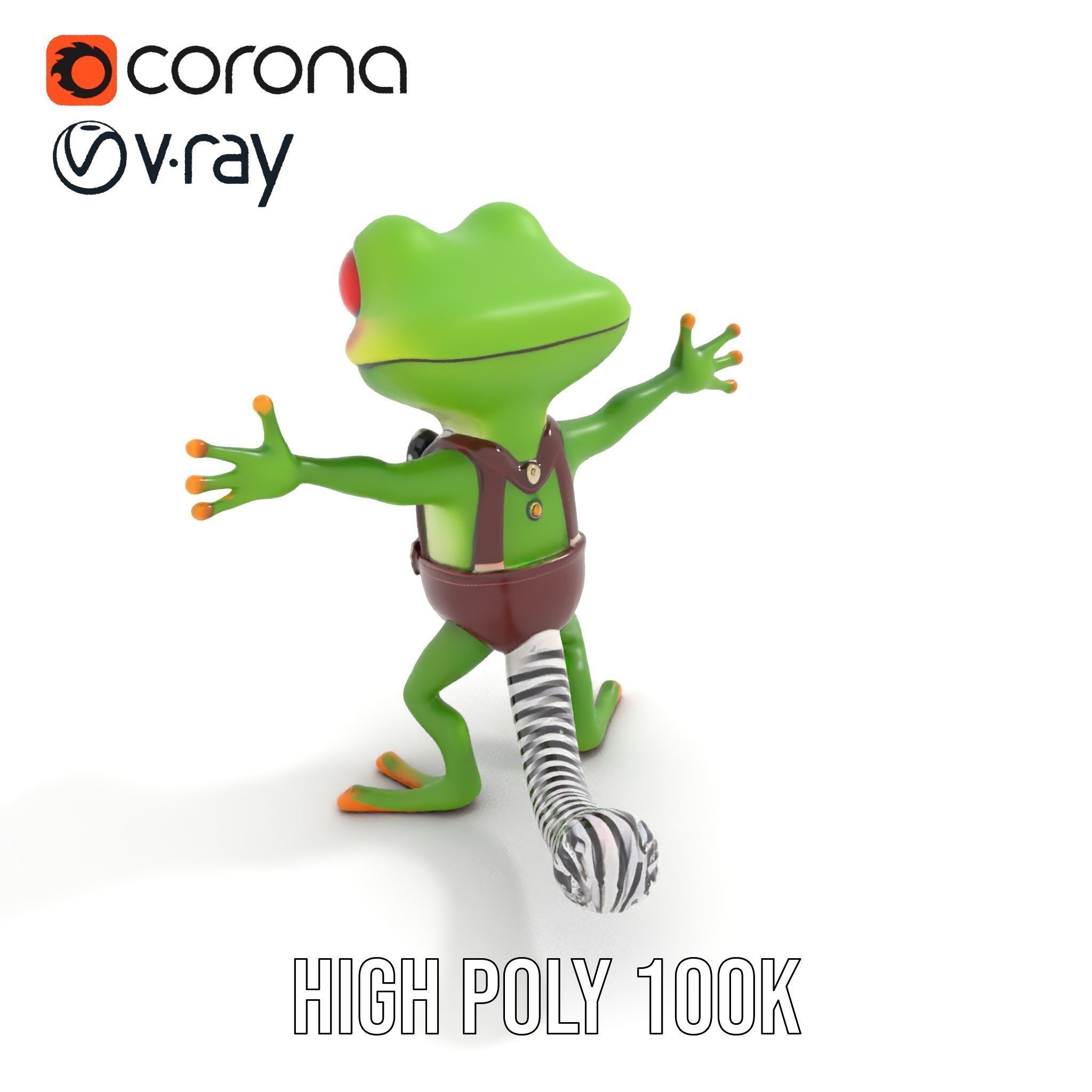 Charming Gecko in Polka Dot Bowtie Rigged and Animated Model Low-poly 3D model_18