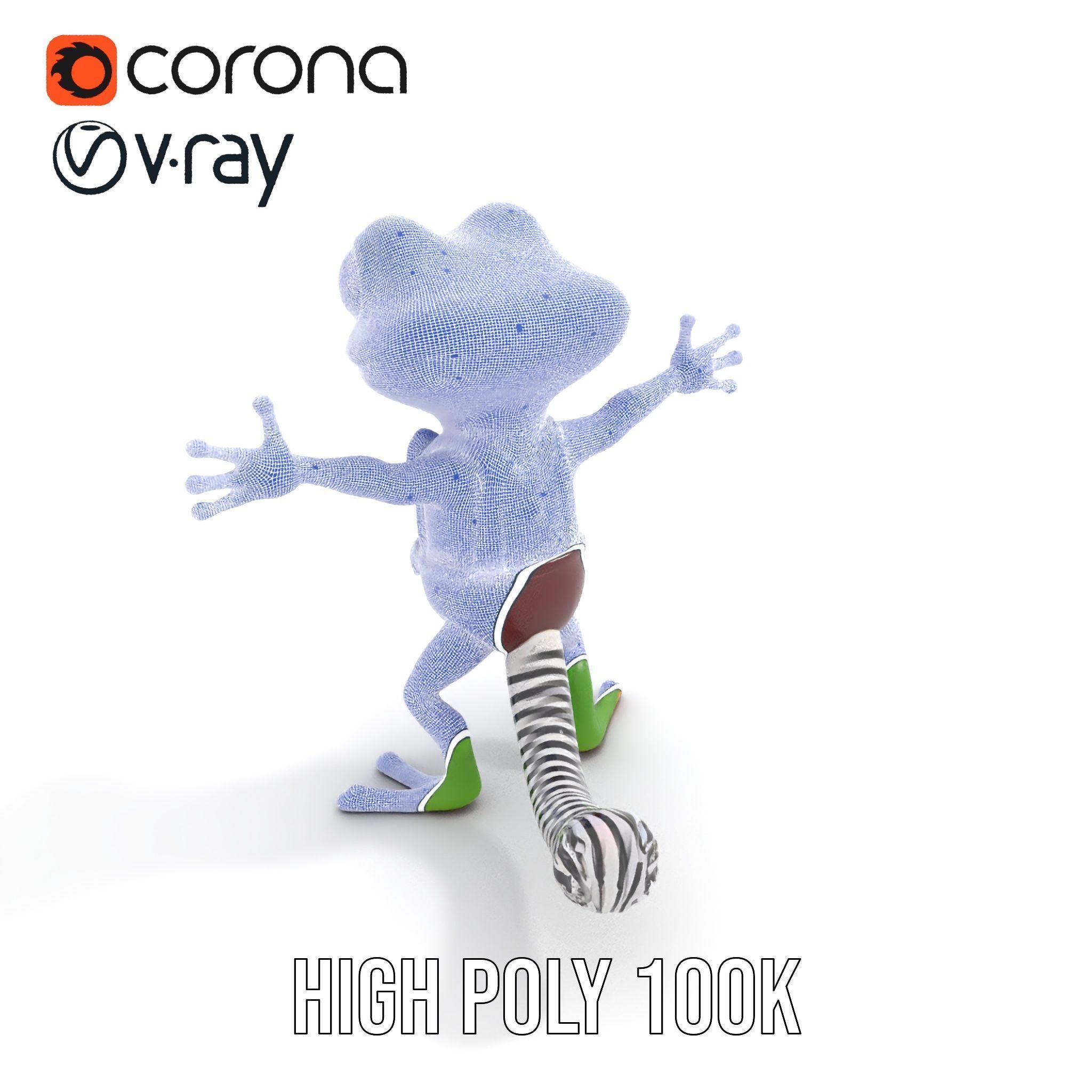 Charming Gecko in Polka Dot Bowtie Rigged and Animated Model Low-poly 3D model_27