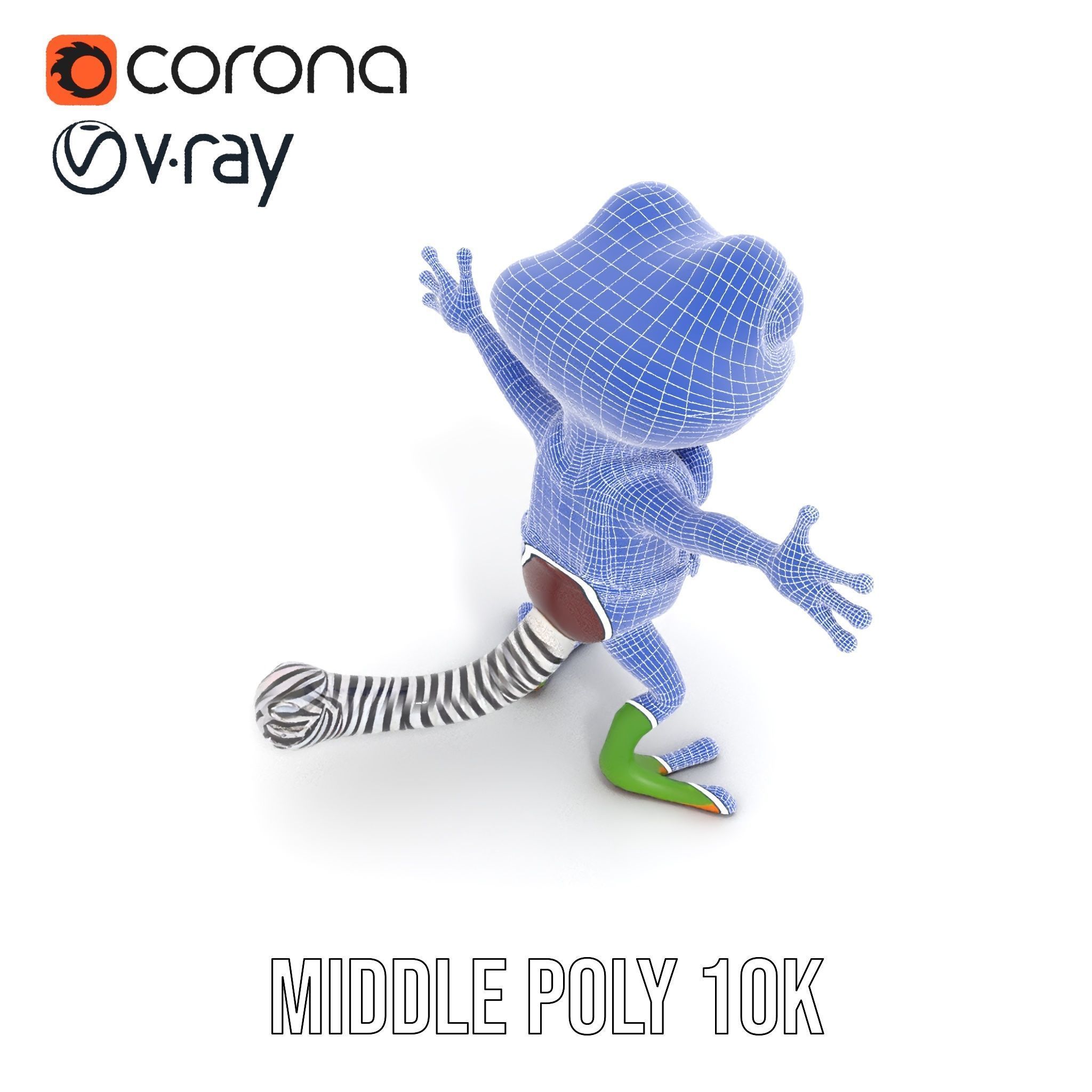 Charming Gecko in Polka Dot Bowtie Rigged and Animated Model Low-poly 3D model_22