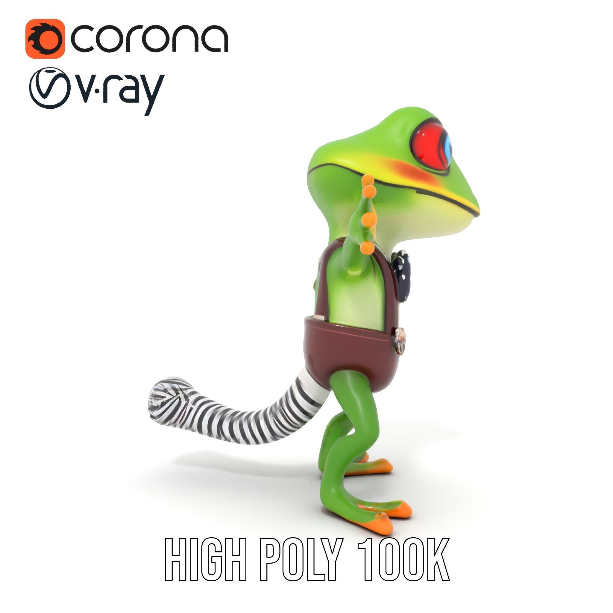 Charming Gecko in Polka Dot Bowtie Rigged and Animated Model Low-poly 3D model_30