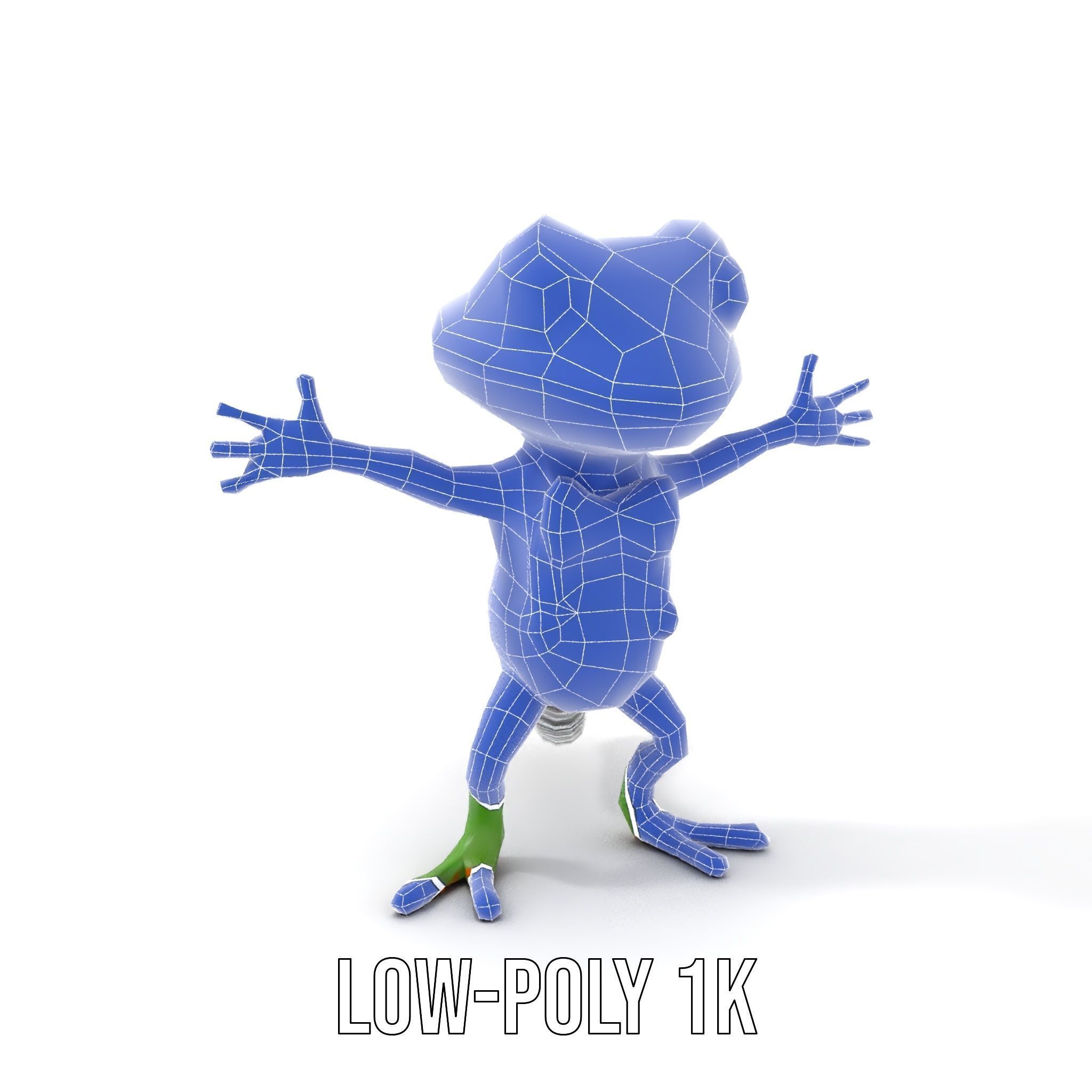 Charming Gecko in Polka Dot Bowtie Rigged and Animated Model Low-poly 3D model_8