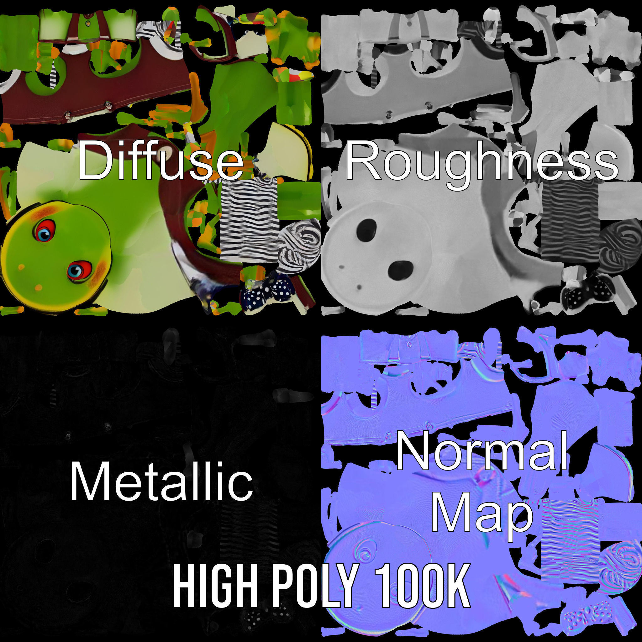 Charming Gecko in Polka Dot Bowtie Rigged and Animated Model Low-poly 3D model_4