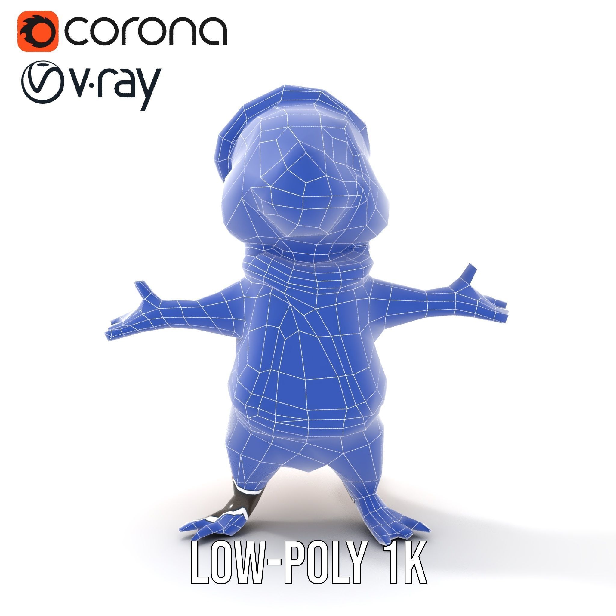 Animated Rigged Character Model Cozy PlaidClad Creature Low-poly 3D model_29