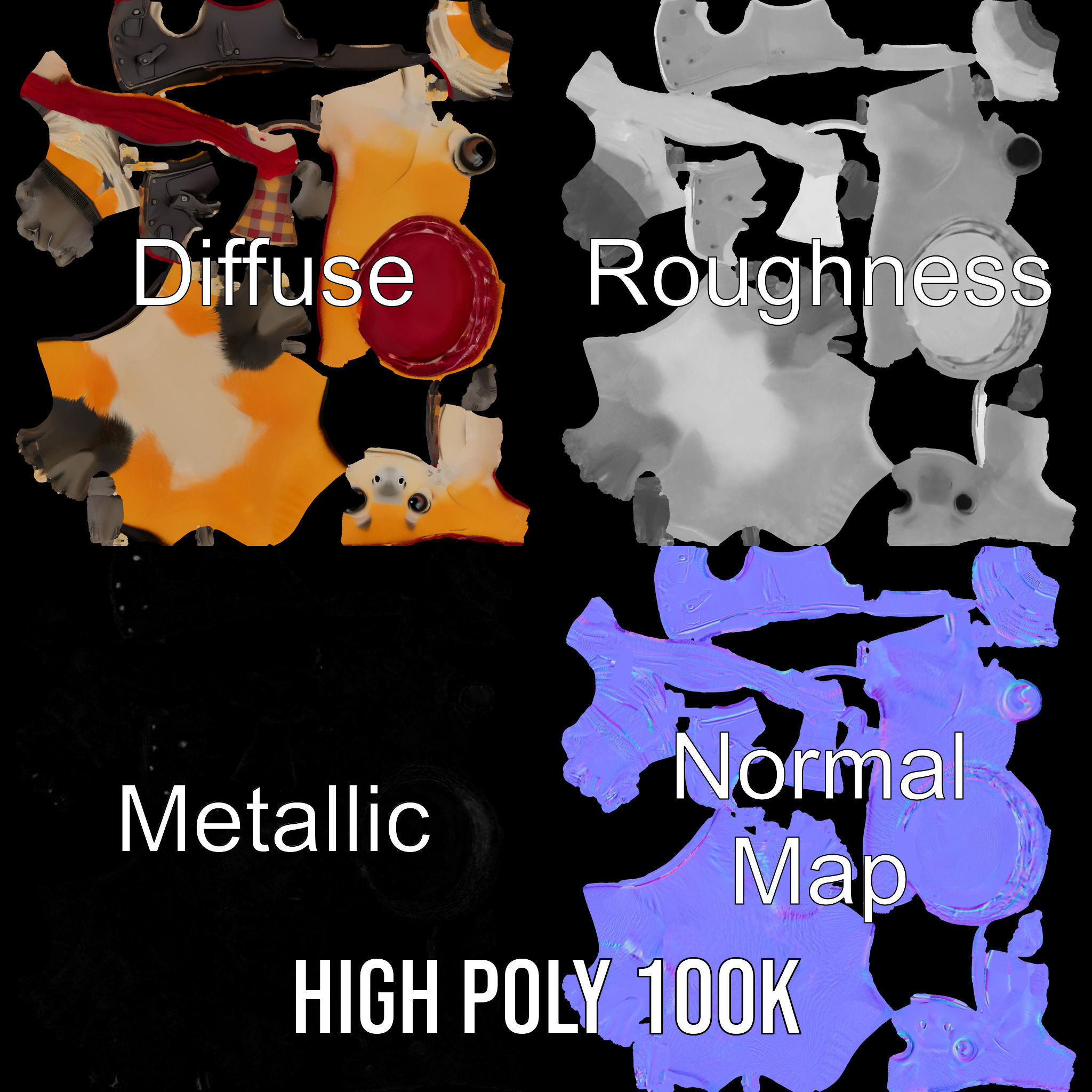 Animated Rigged Character Model Cozy PlaidClad Creature Low-poly 3D model_4