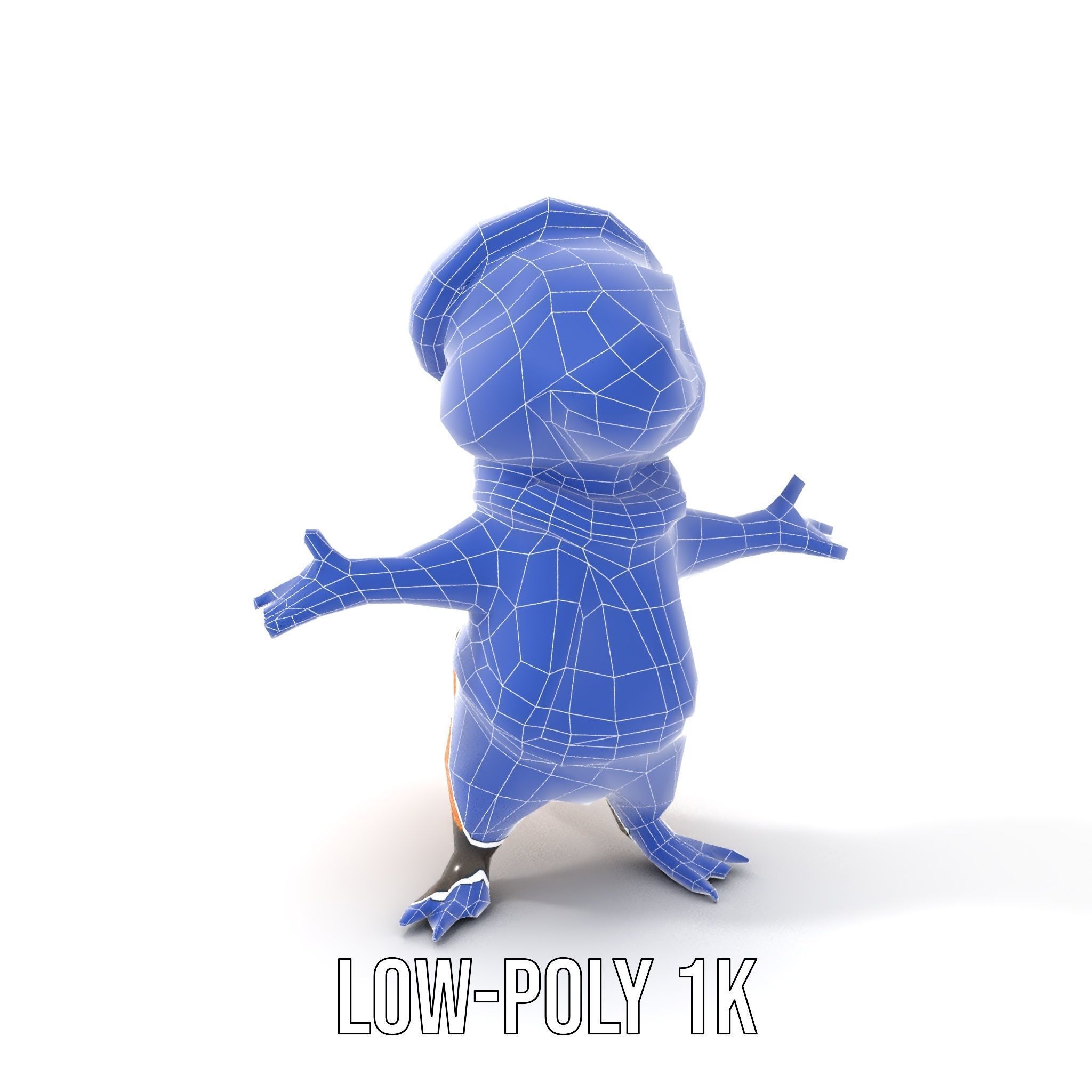 Animated Rigged Character Model Cozy PlaidClad Creature Low-poly 3D model_18