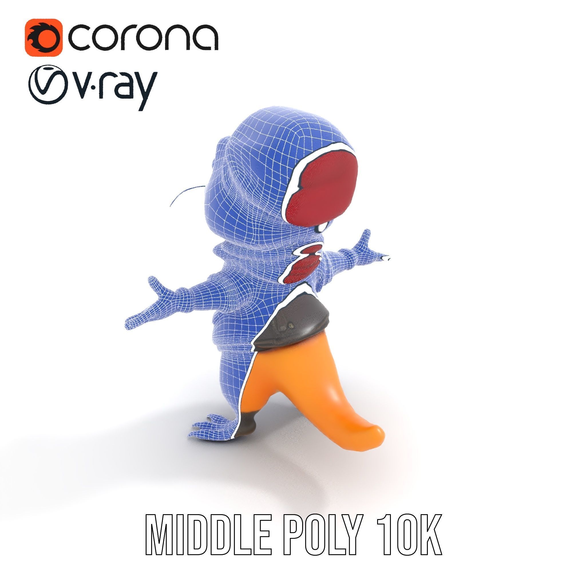 Animated Rigged Character Model Cozy PlaidClad Creature Low-poly 3D model_25