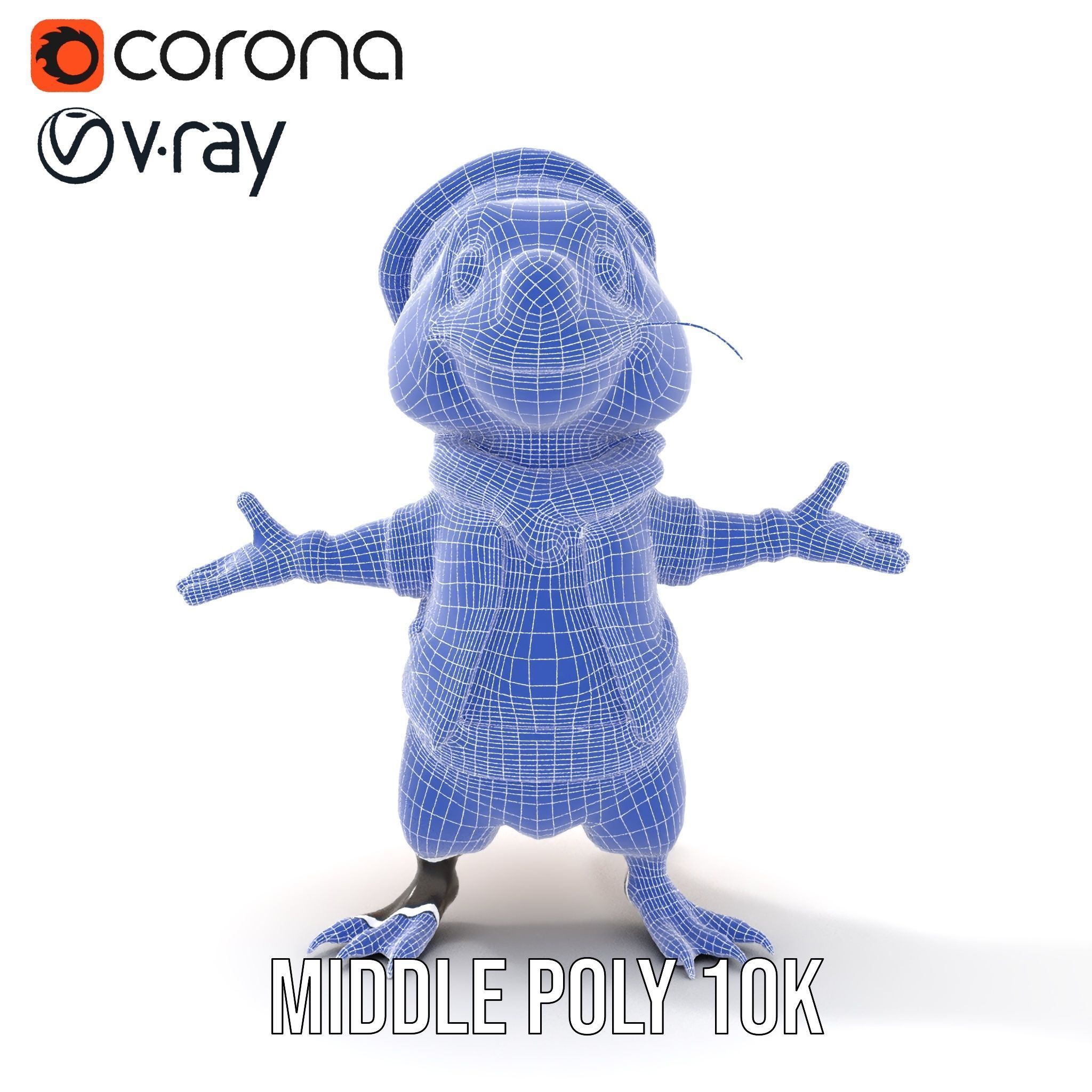 Animated Rigged Character Model Cozy PlaidClad Creature Low-poly 3D model_28