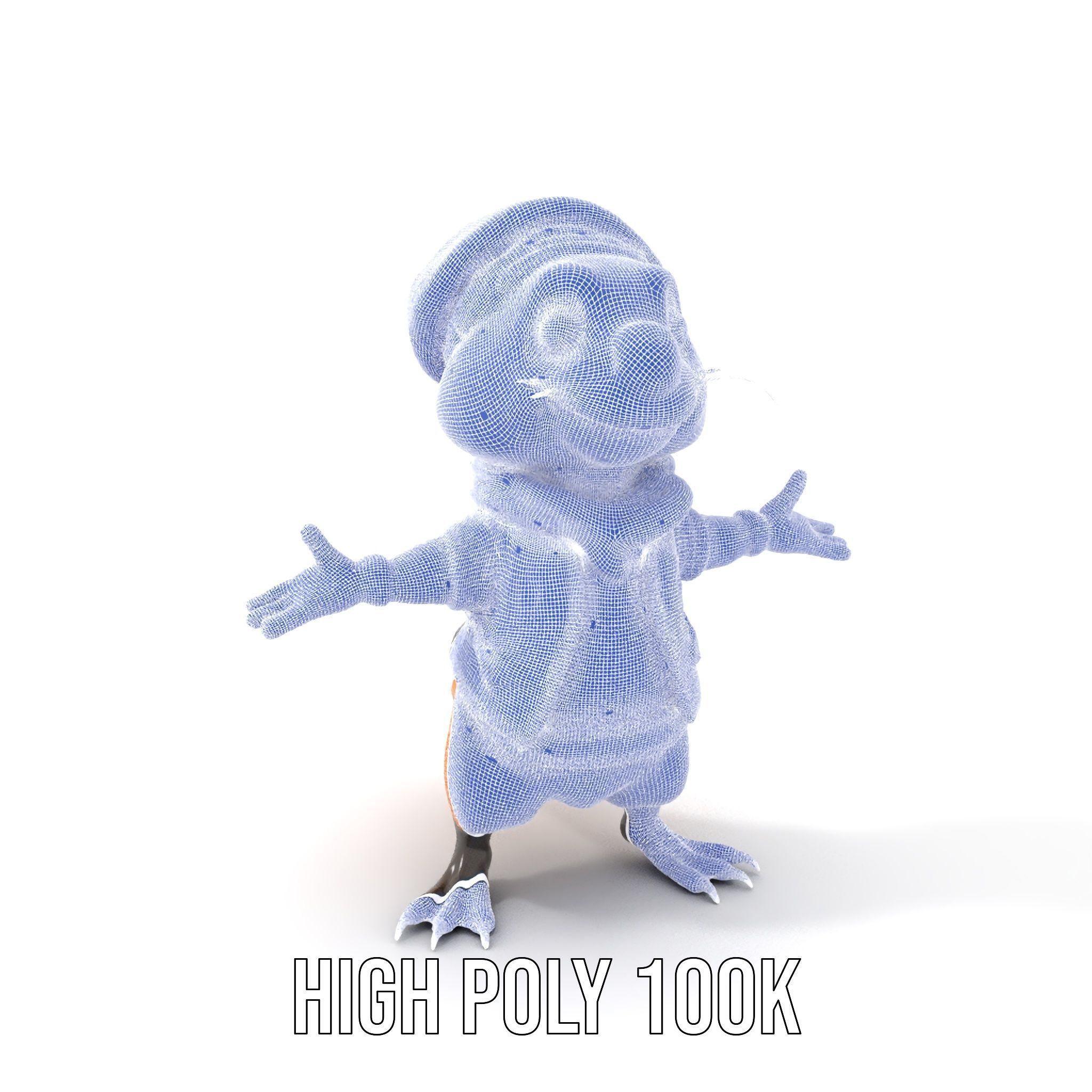 Animated Rigged Character Model Cozy PlaidClad Creature Low-poly 3D model_5