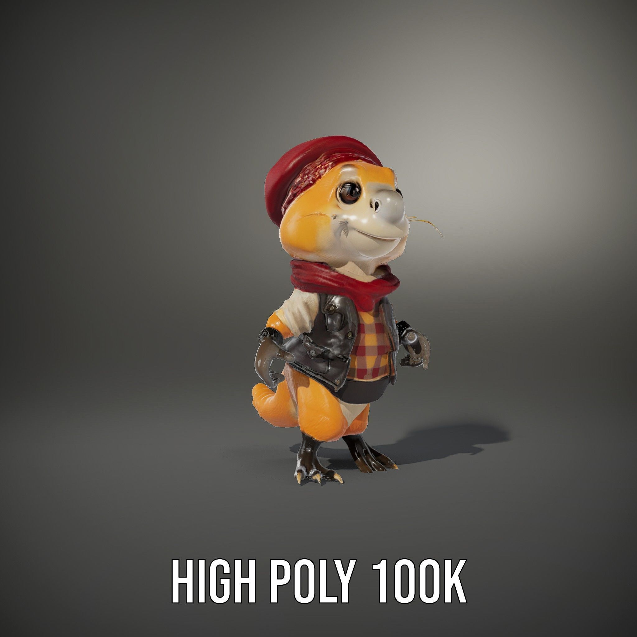 Animated Rigged Character Model Cozy PlaidClad Creature Low-poly 3D model_10