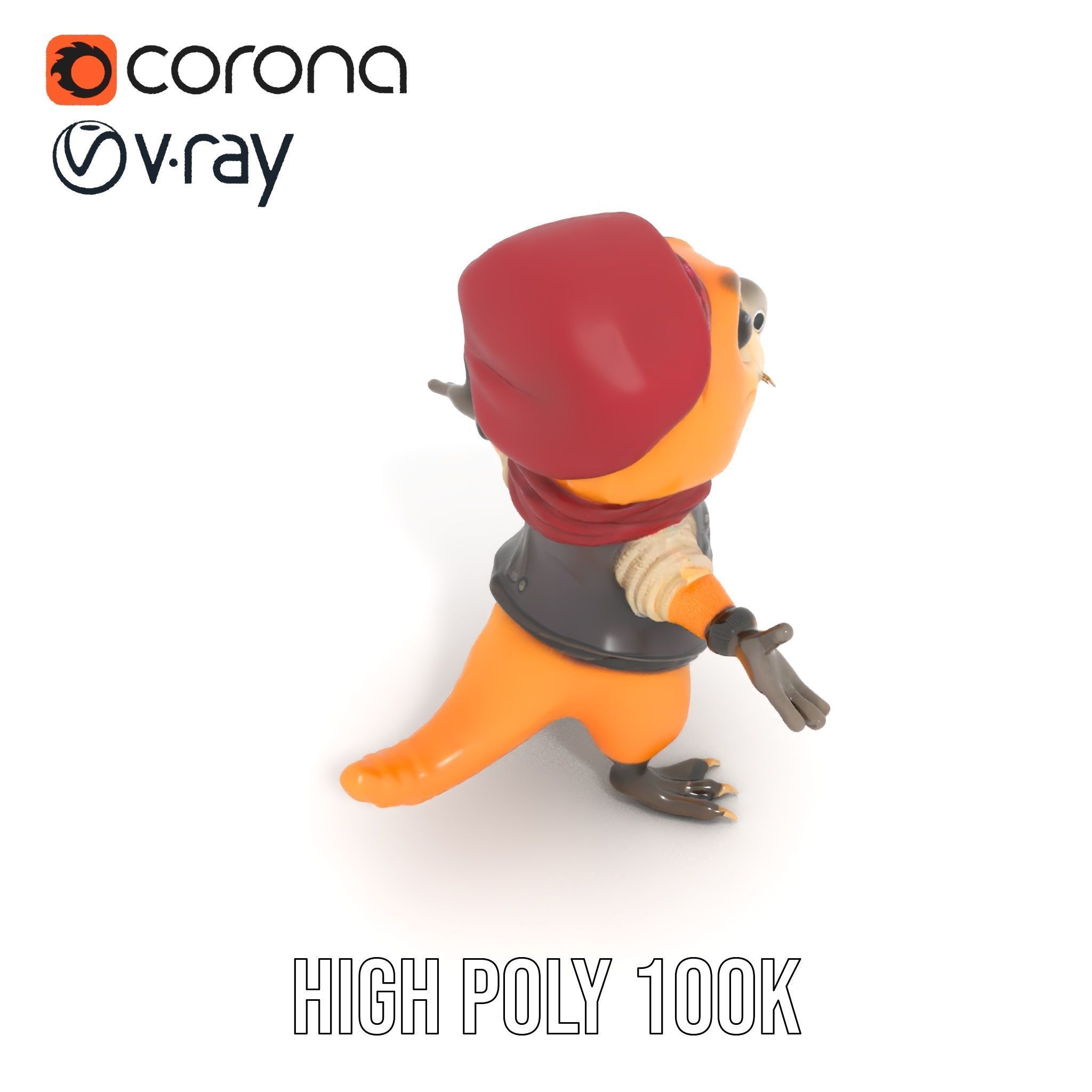 Animated Rigged Character Model Cozy PlaidClad Creature Low-poly 3D model_13