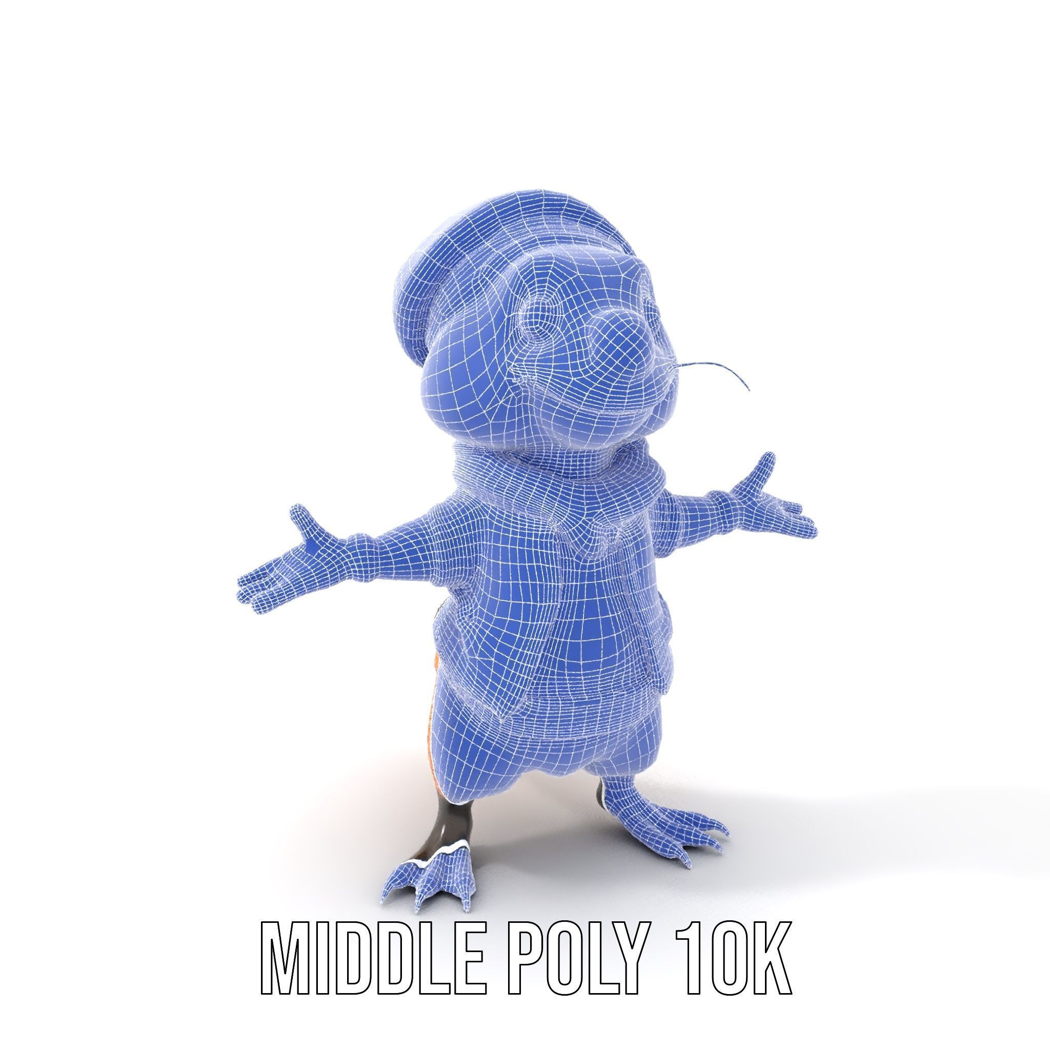 Animated Rigged Character Model Cozy PlaidClad Creature Low-poly 3D model_33