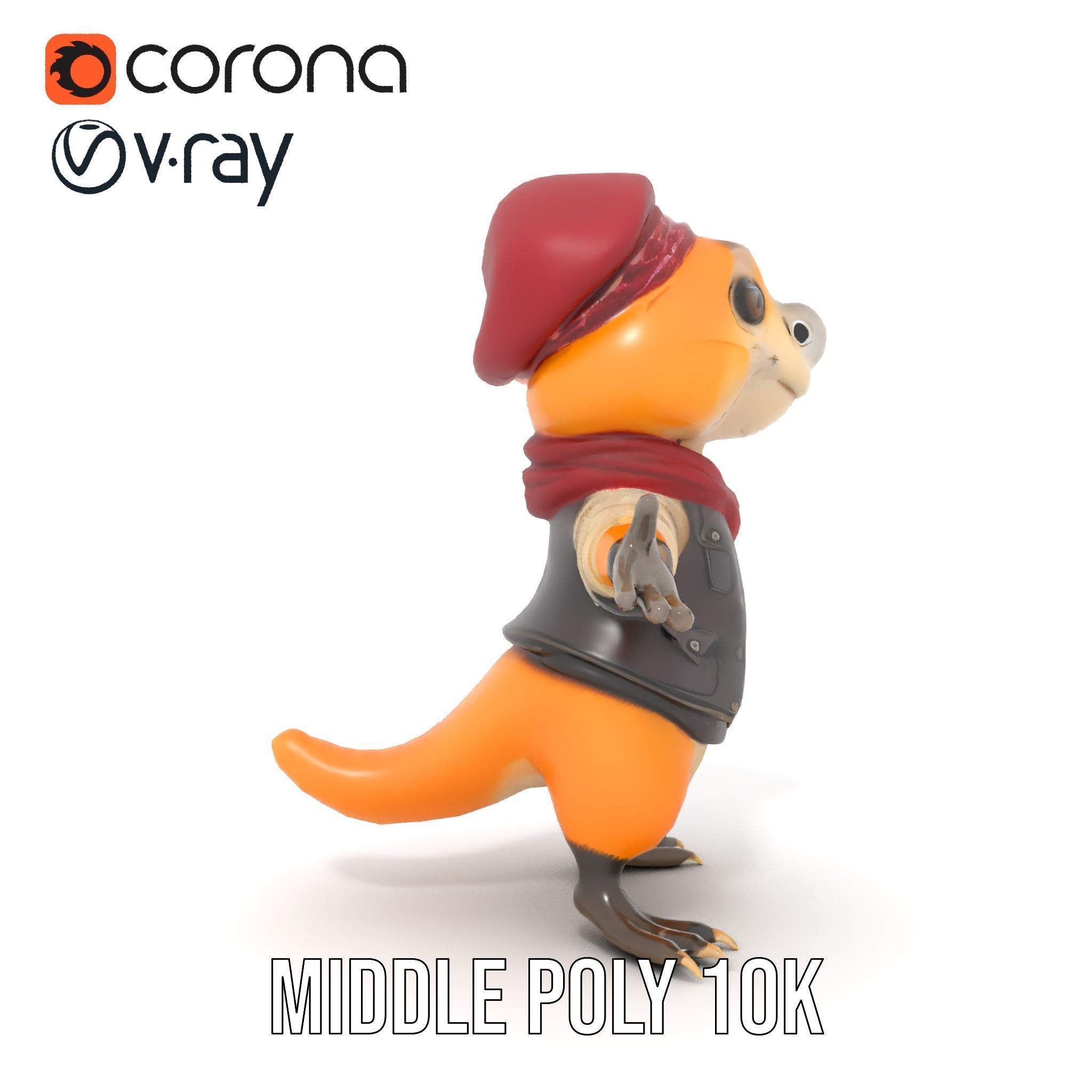 Animated Rigged Character Model Cozy PlaidClad Creature Low-poly 3D model_17
