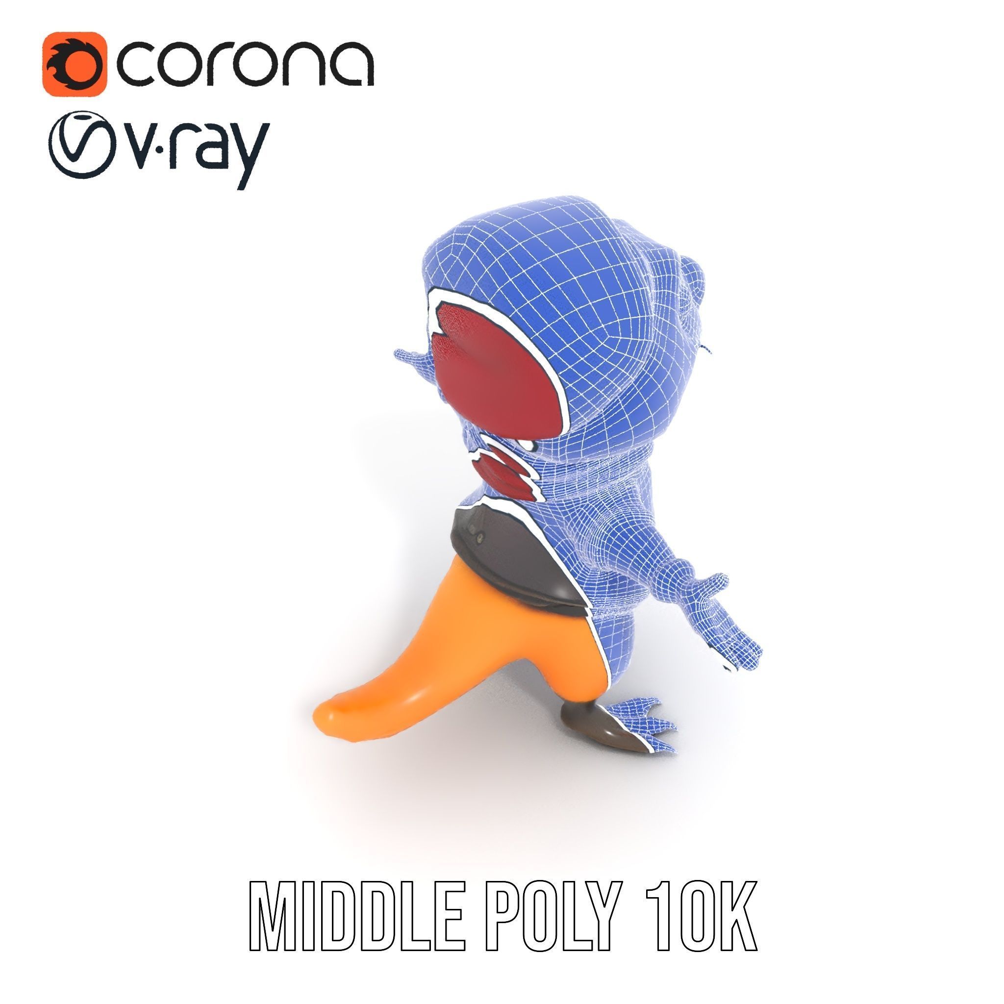 Animated Rigged Character Model Cozy PlaidClad Creature Low-poly 3D model_35