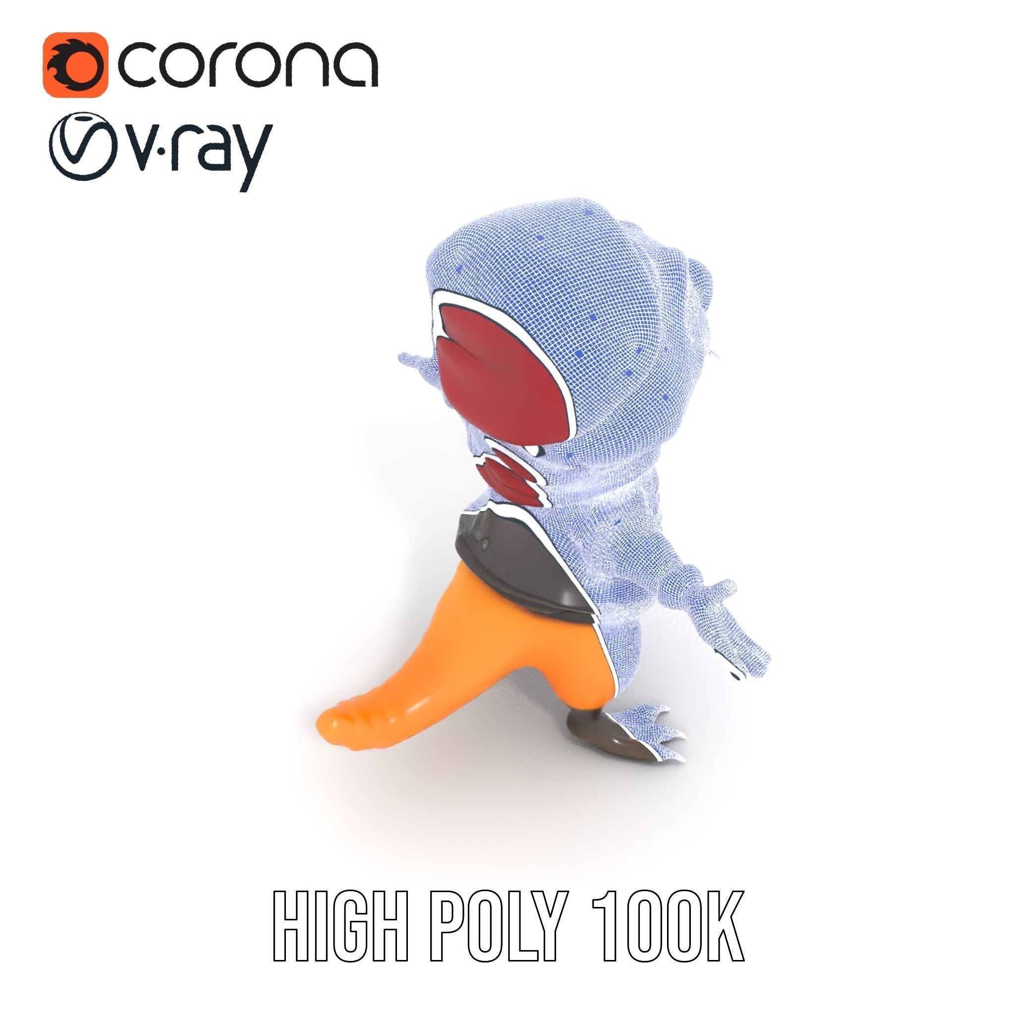 Animated Rigged Character Model Cozy PlaidClad Creature Low-poly 3D model_32