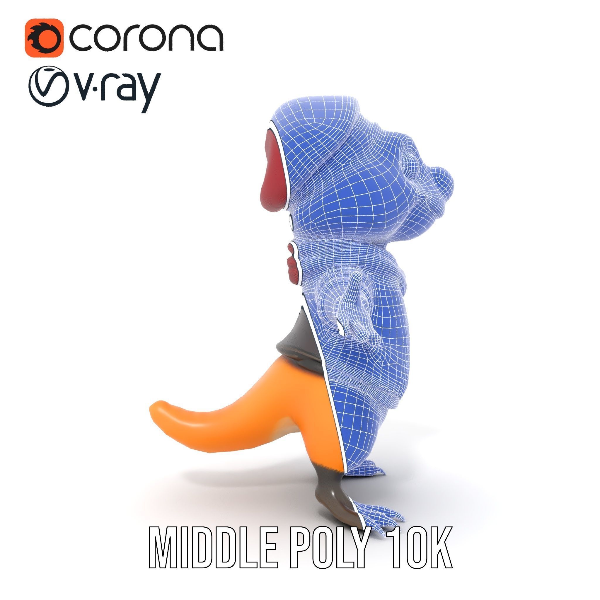 Animated Rigged Character Model Cozy PlaidClad Creature Low-poly 3D model_30